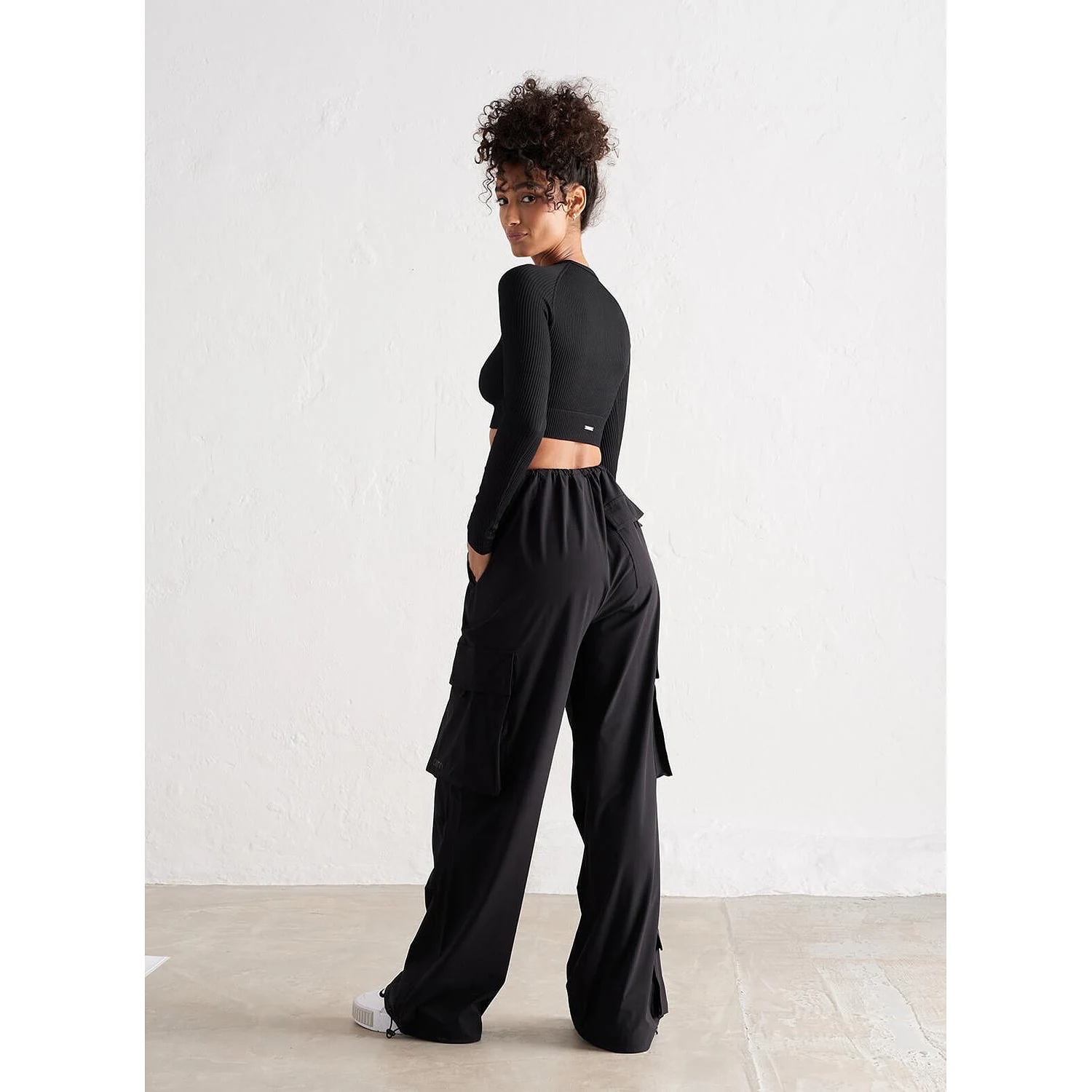 Black Windbreaker Parachute Pants