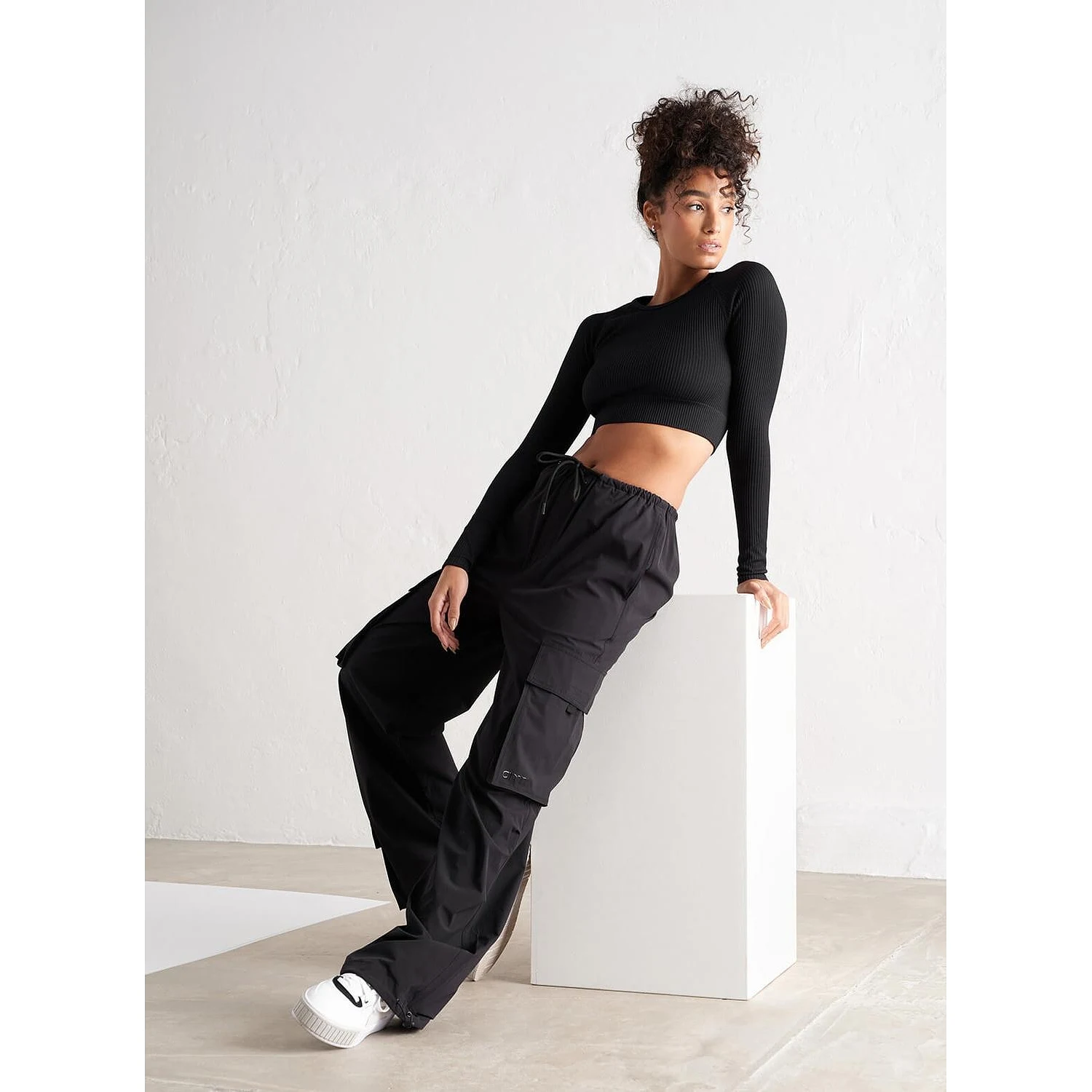 Black Windbreaker Parachute Pants