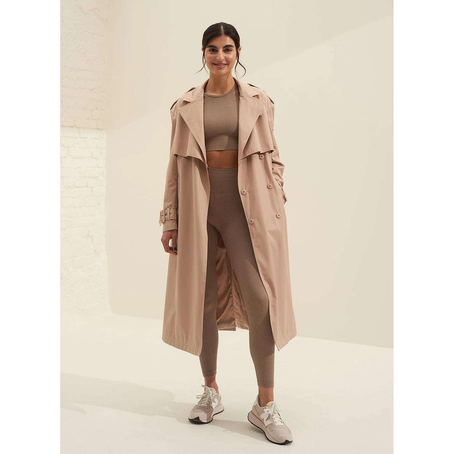 Beige Recycled Tech Trench Coat