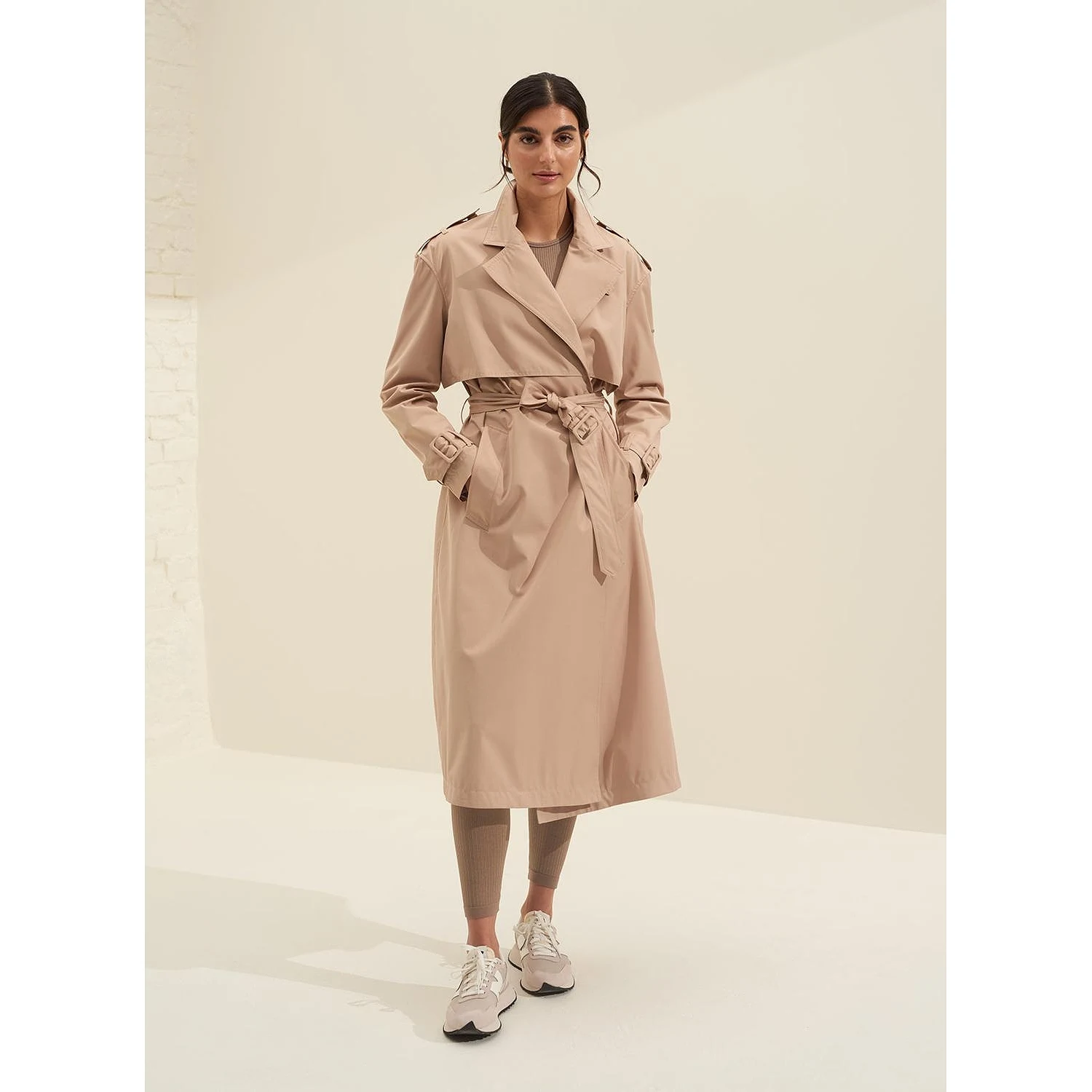 Beige Recycled Tech Trench Coat