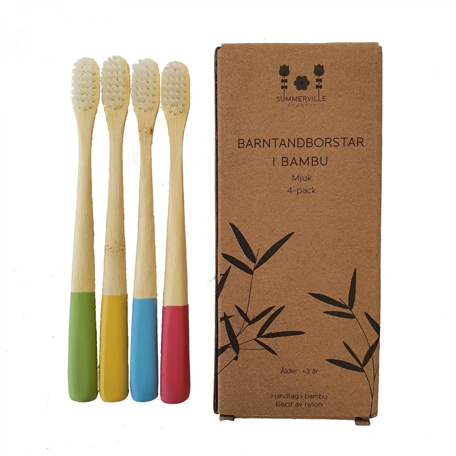 Barntandborstar Bambu Natur 4-pack