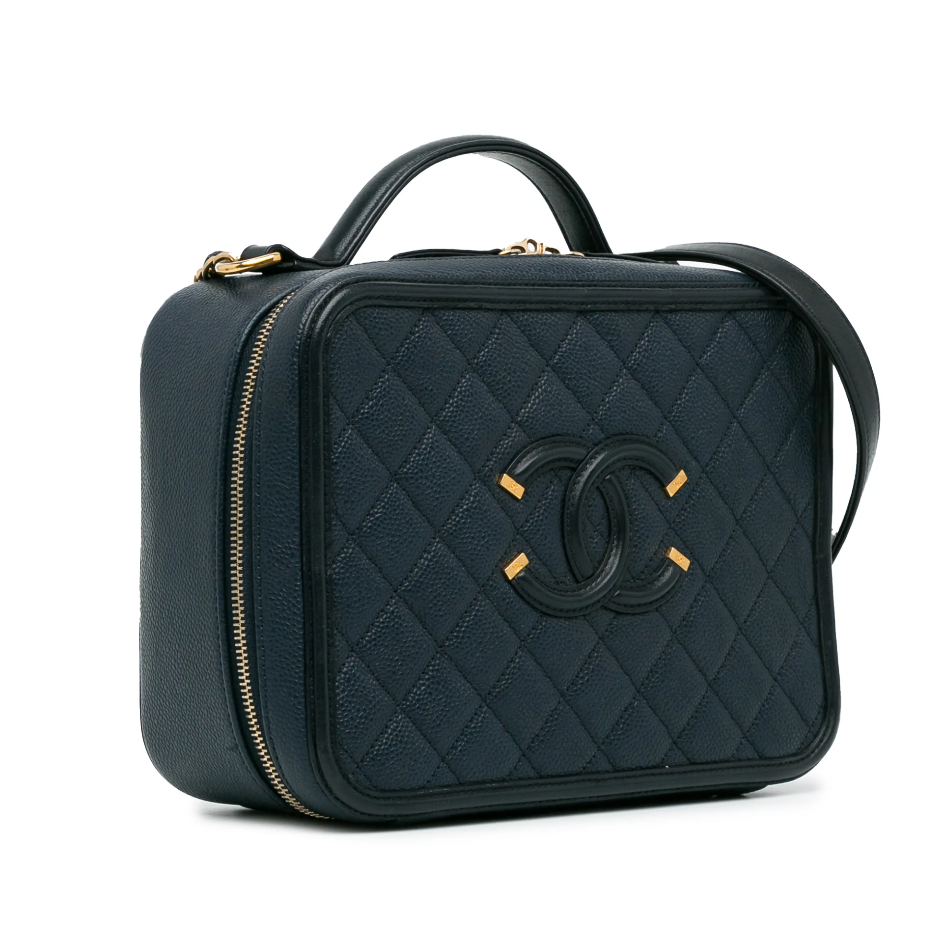 Chanel Large Caviar Cc Filigree Vanity Case