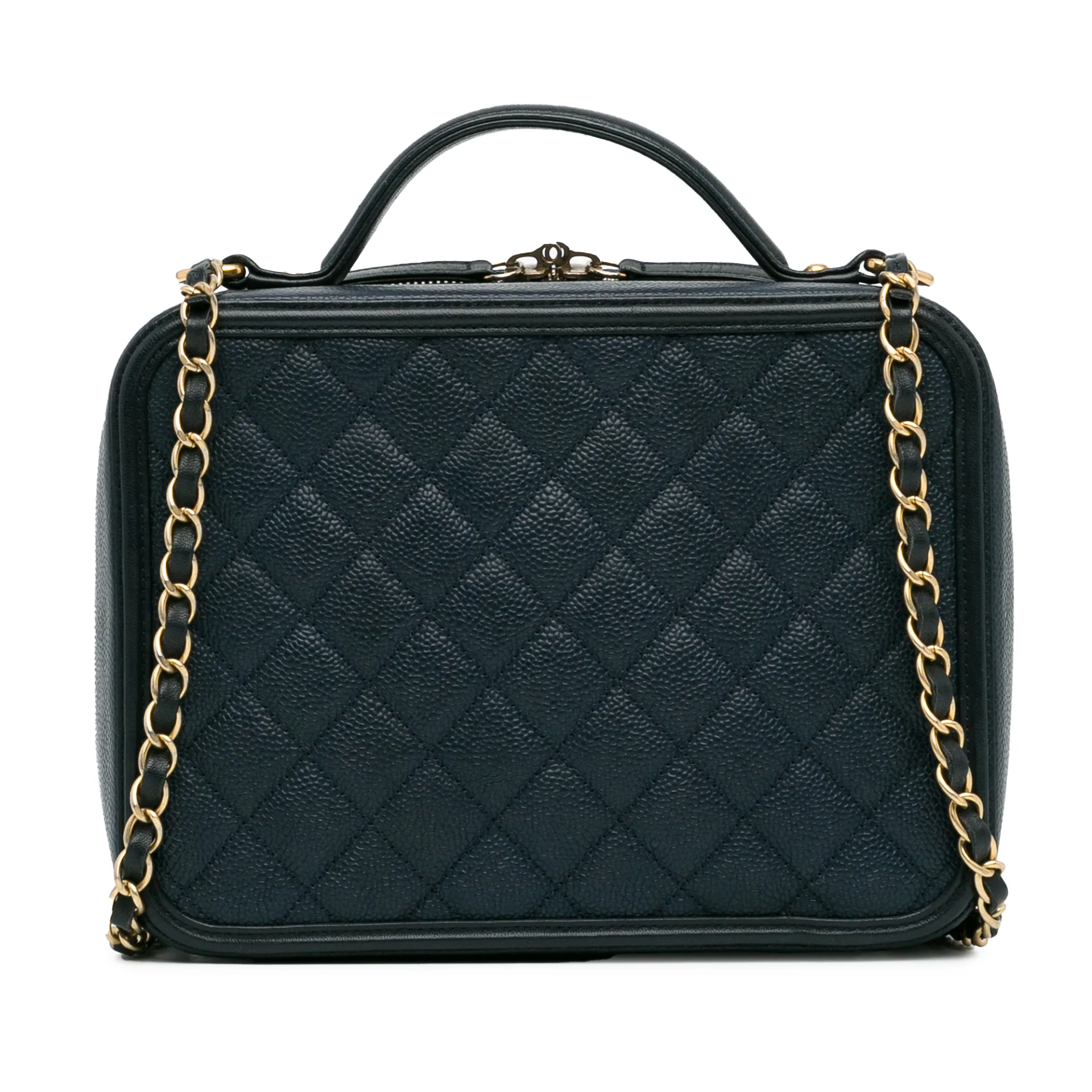 Chanel Large Caviar Cc Filigree Vanity Case