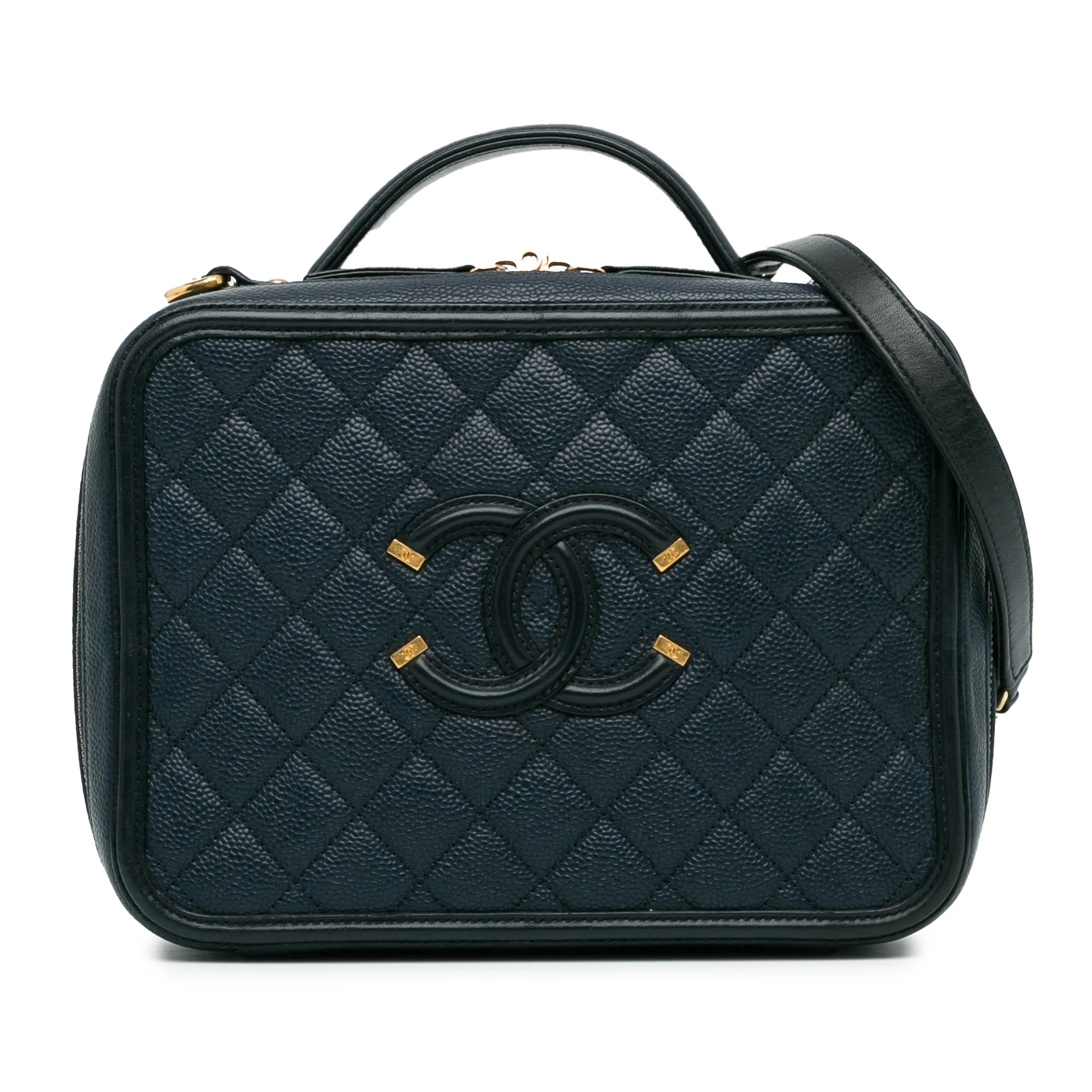 Chanel Large Caviar Cc Filigree Vanity Case