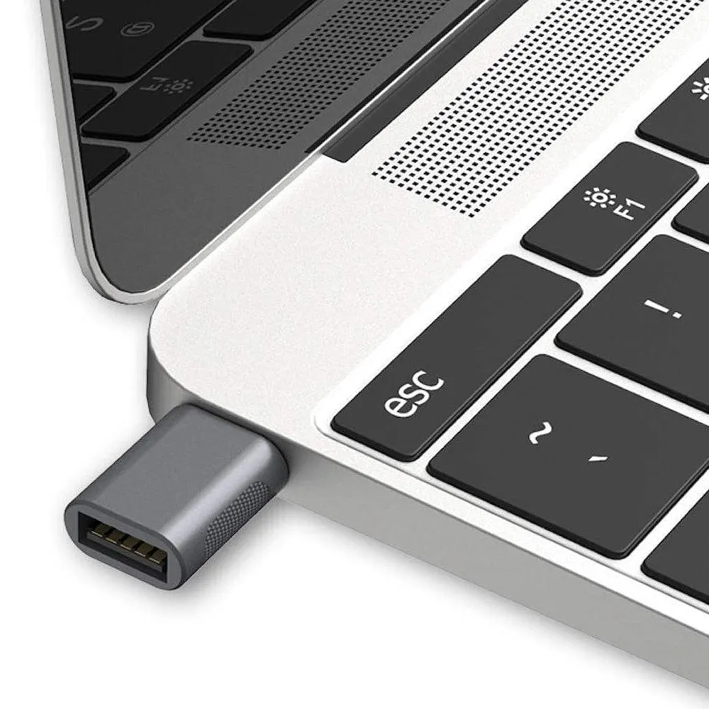 On The Go Adapter Usb-a 3.1 Till Usb C Aluminium För Synk Och Laddning, Grå