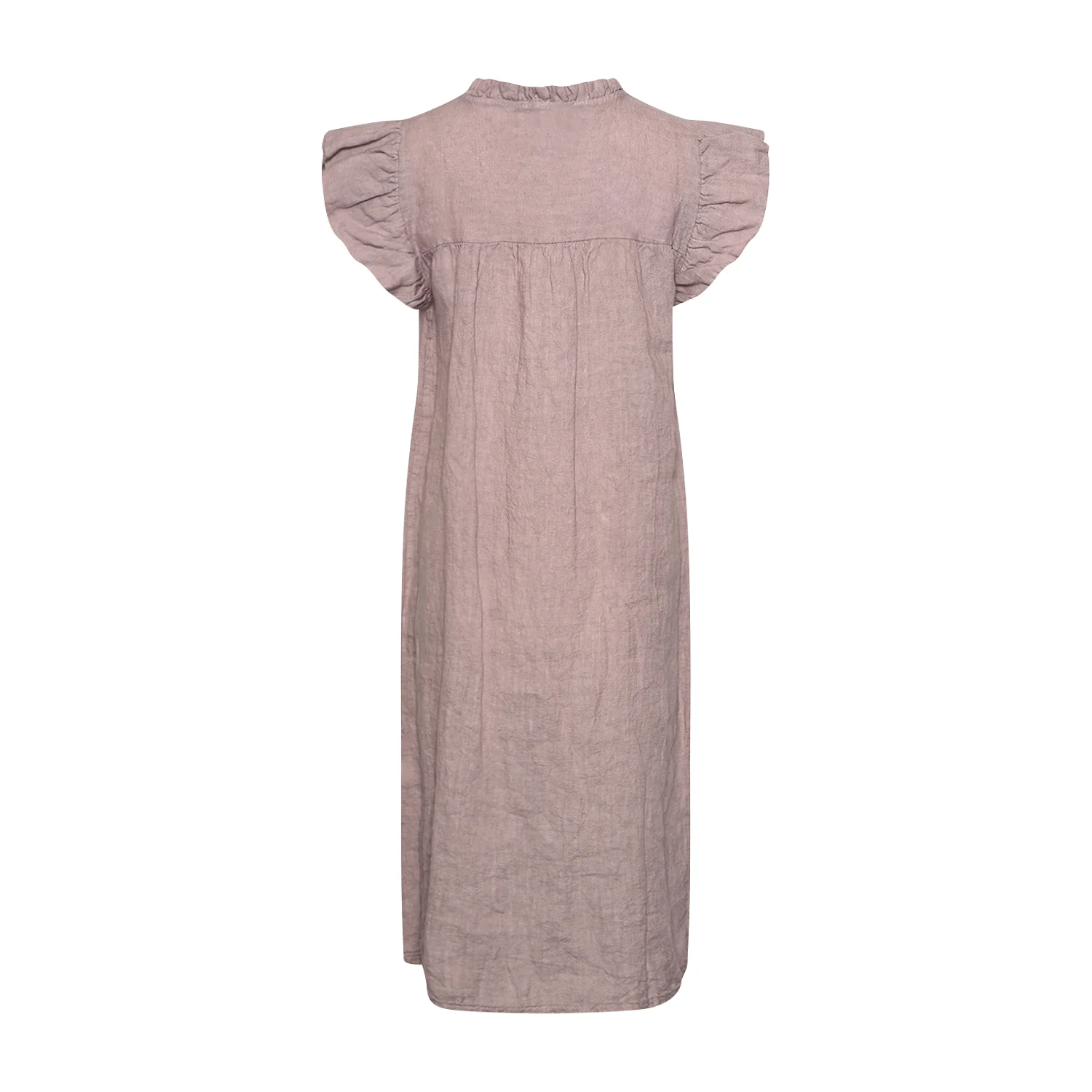 Etta, Frill Dress, Linen - Dust Lavender