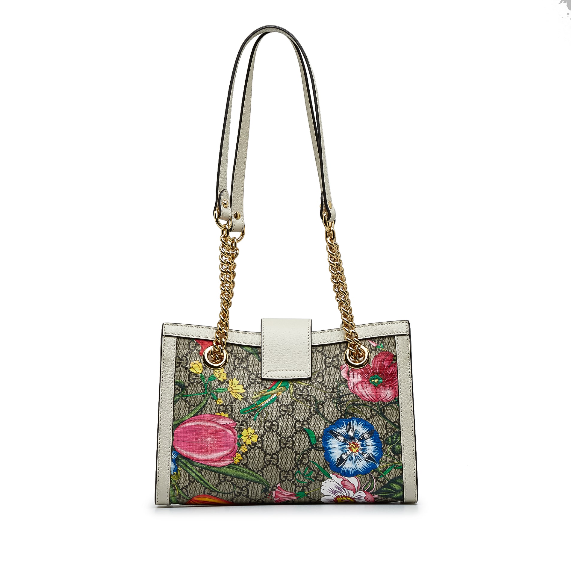 Gucci Small Gg Supreme Flora Padlock Shoulder Bag