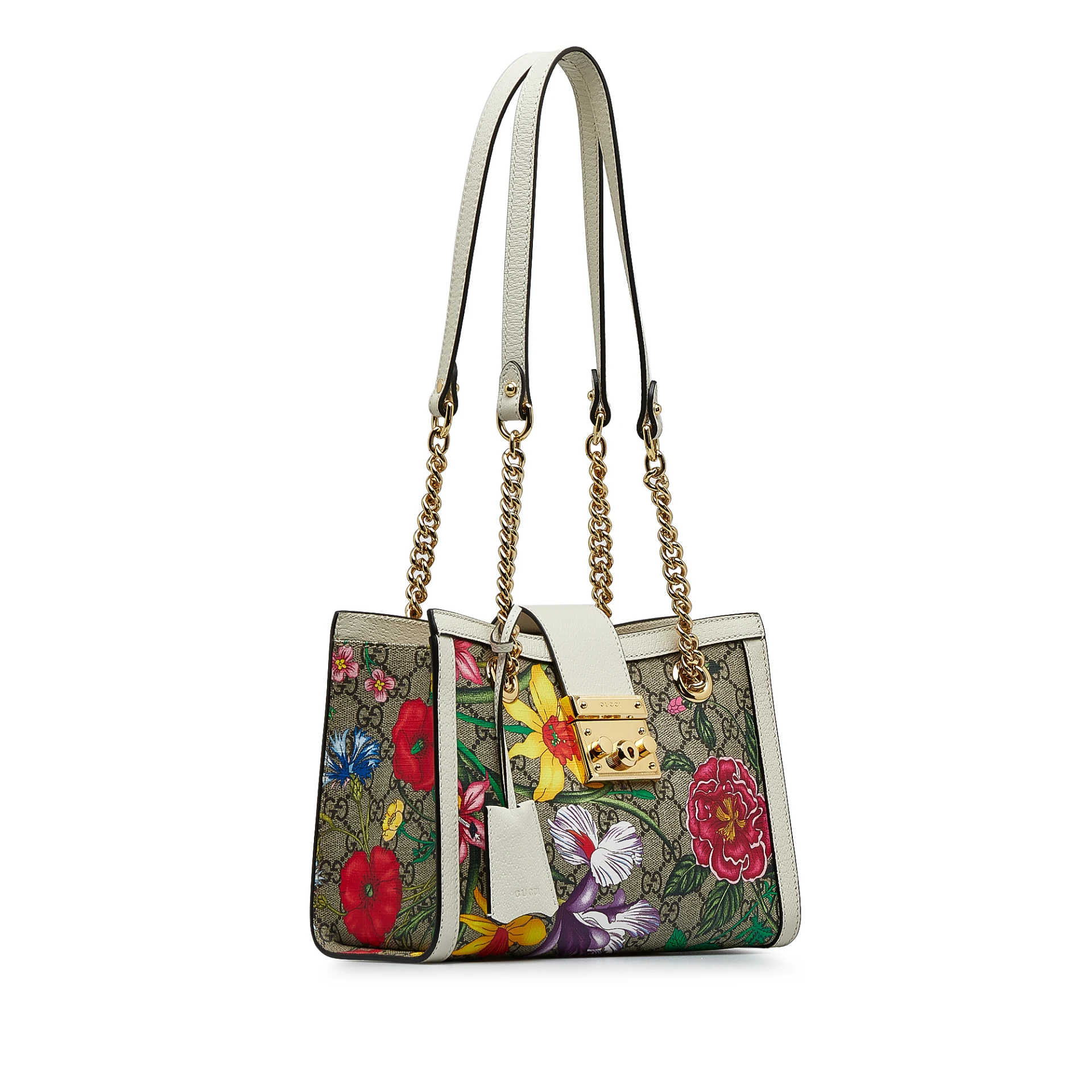 Gucci Small Gg Supreme Flora Padlock Shoulder Bag