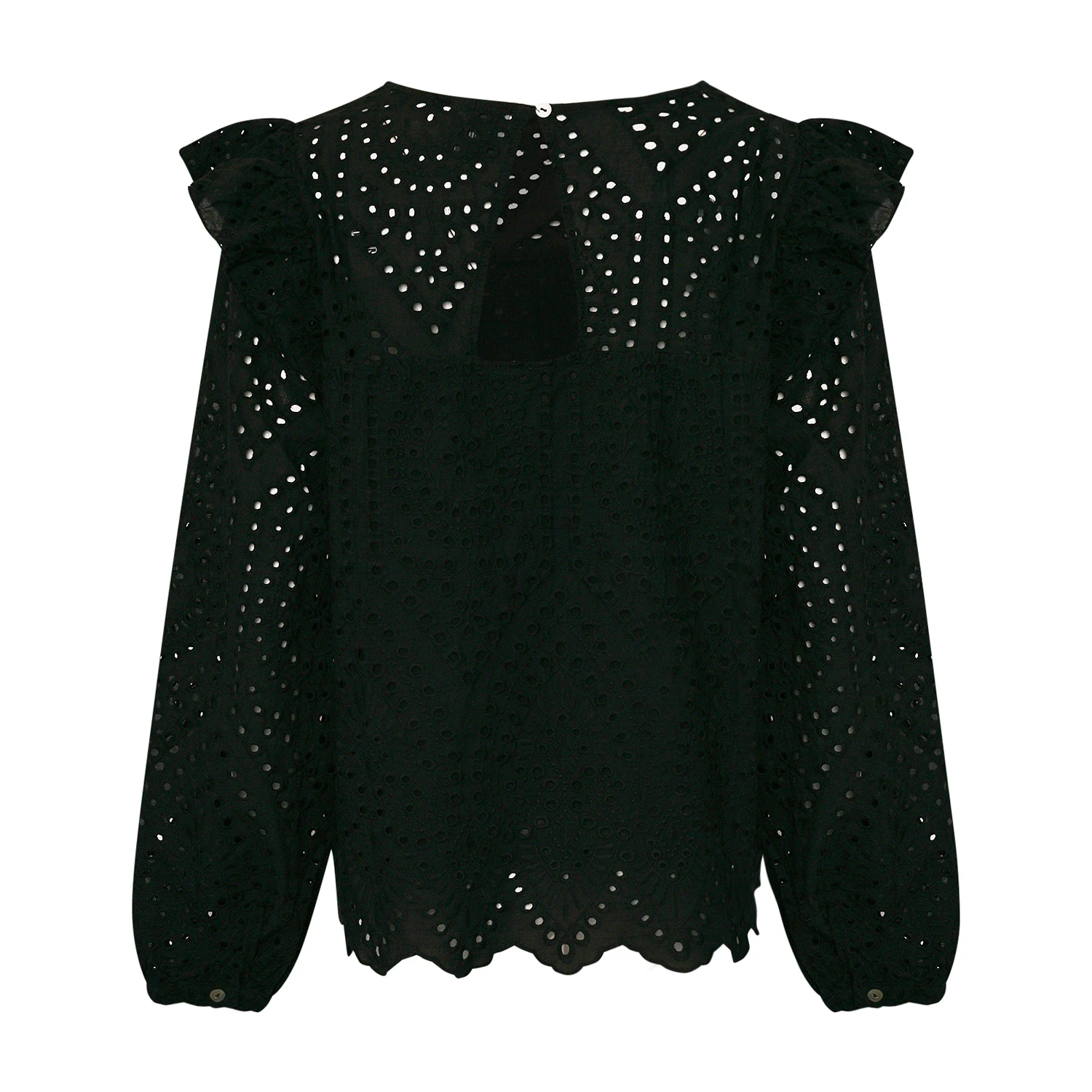 Dalia, Blouse, Long Sleeve, Cotton - Black