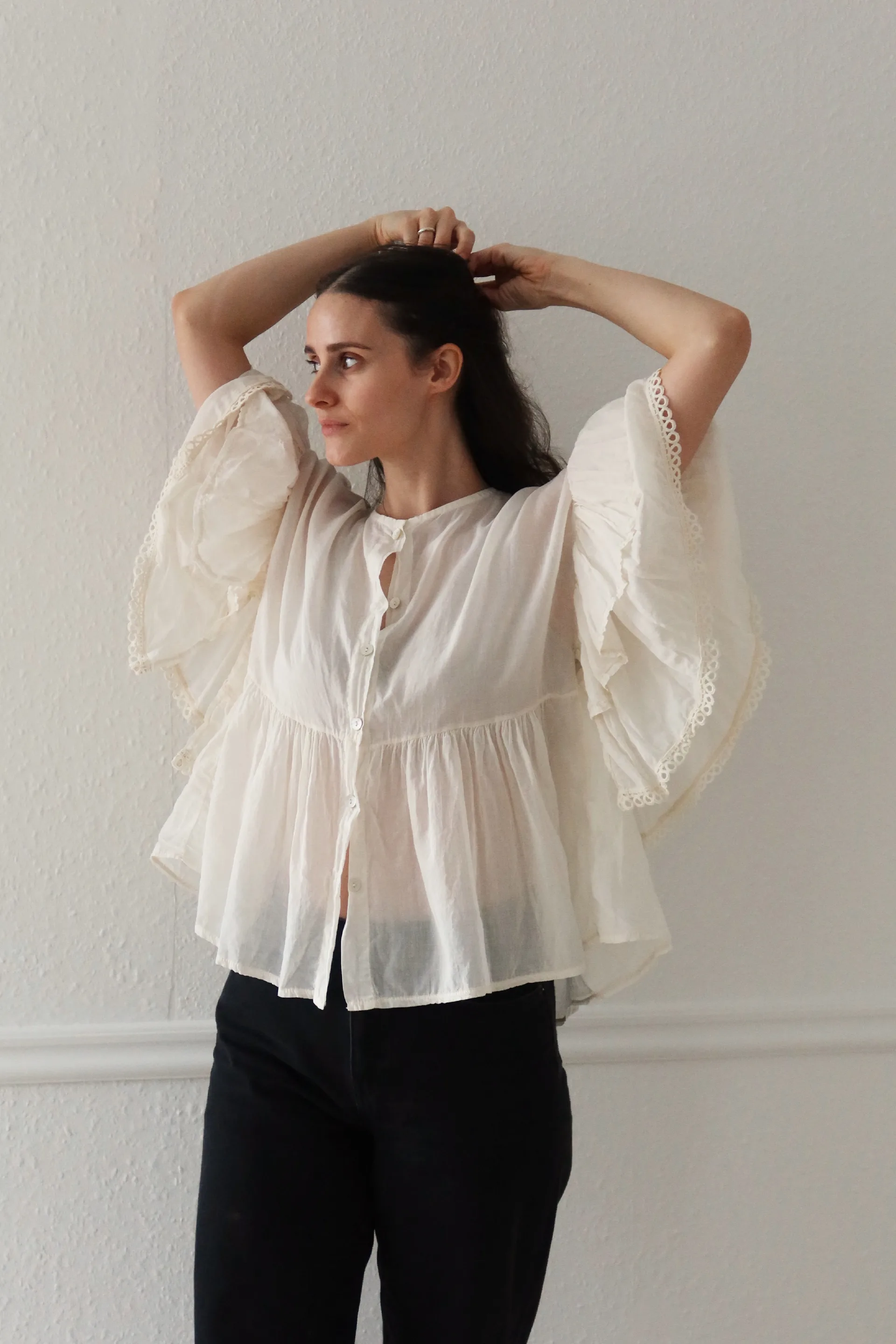 Caroline, Blouse, Cotton - Off White