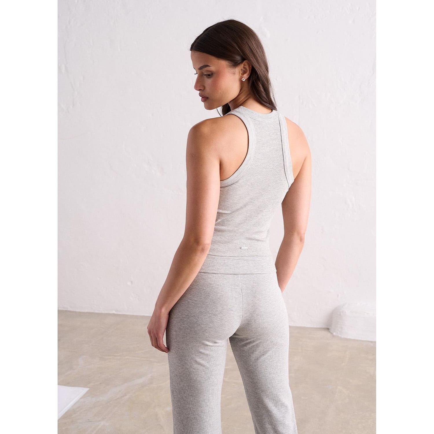 Grey Melange Ease Ribbed Tank Top