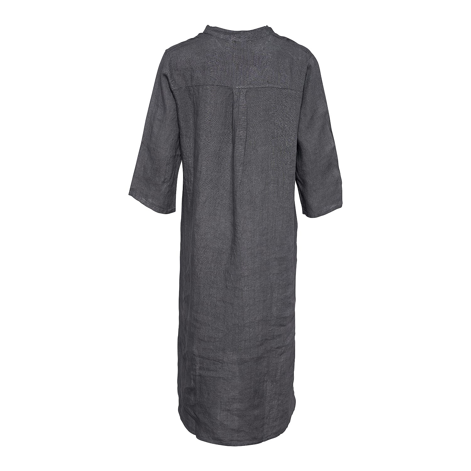 18970p,  Long Shirt Dress With Pocket, Linen - Dark Grey