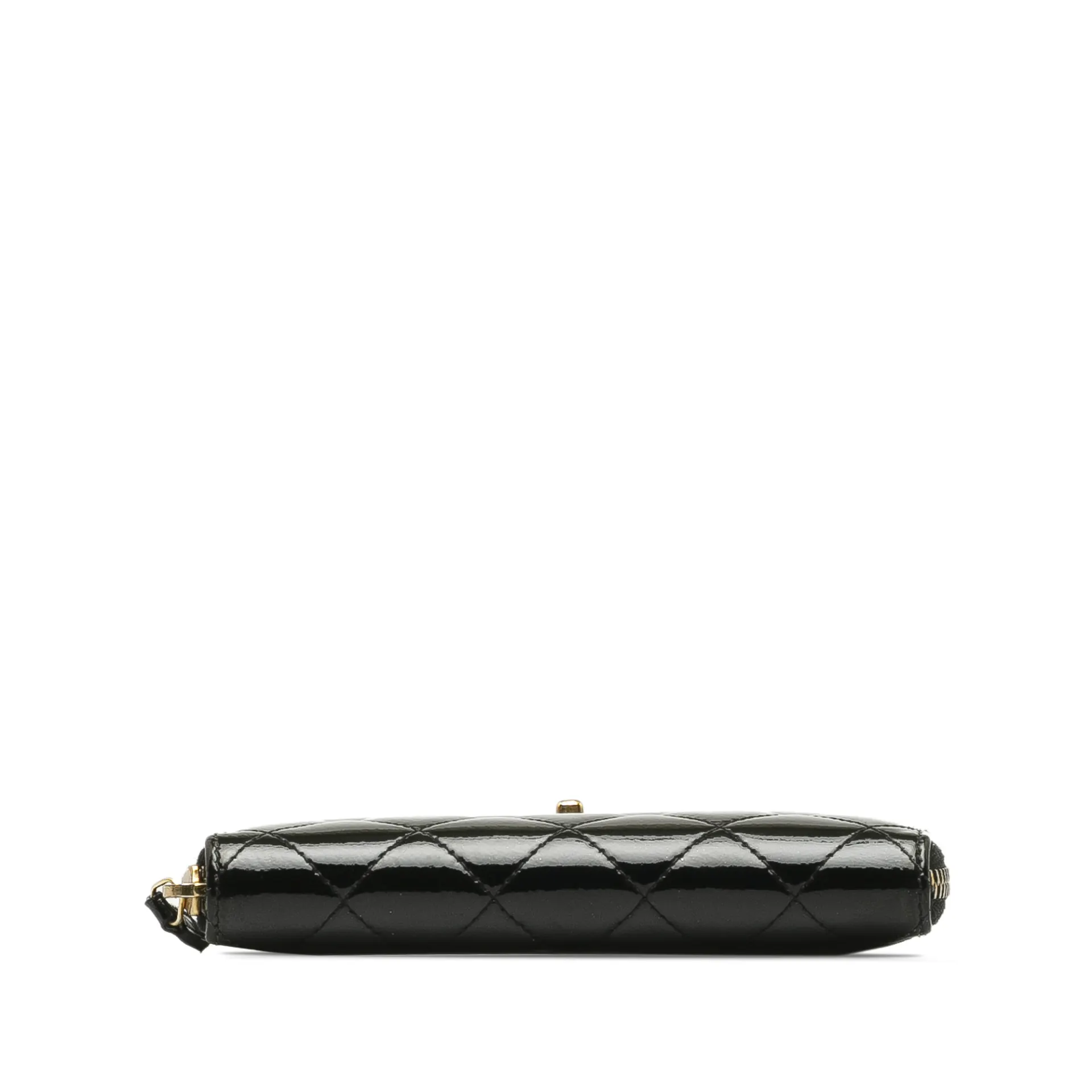 Chanel Cc Quilted Patent Zip Around Long Wallet