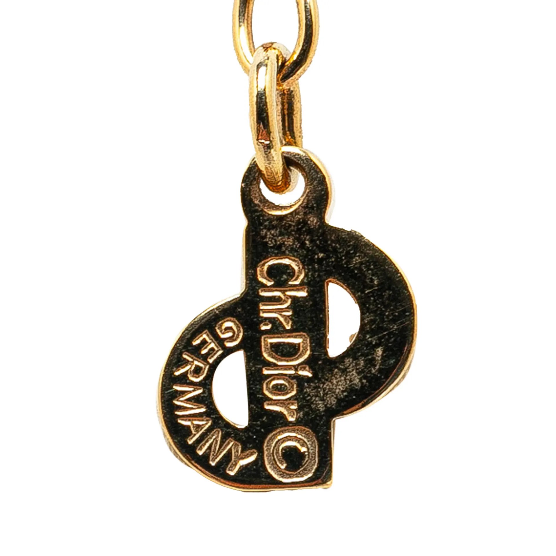 Dior Logo Rhinestone Pendant Necklace