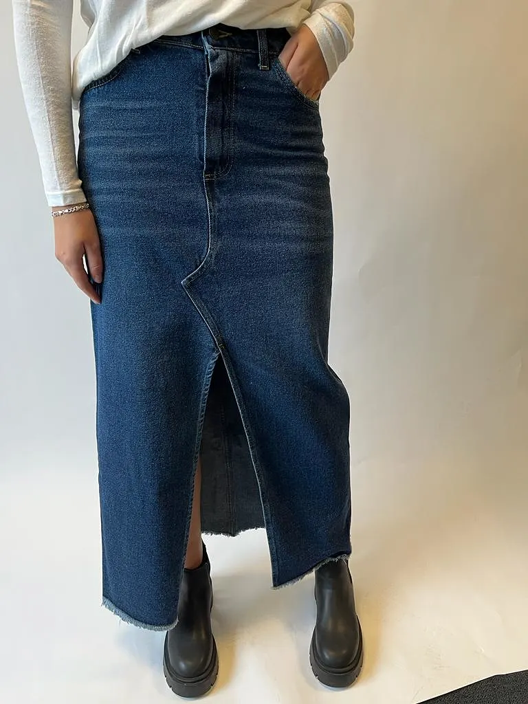 Chris, Long Denimskirt - Blue Indigo