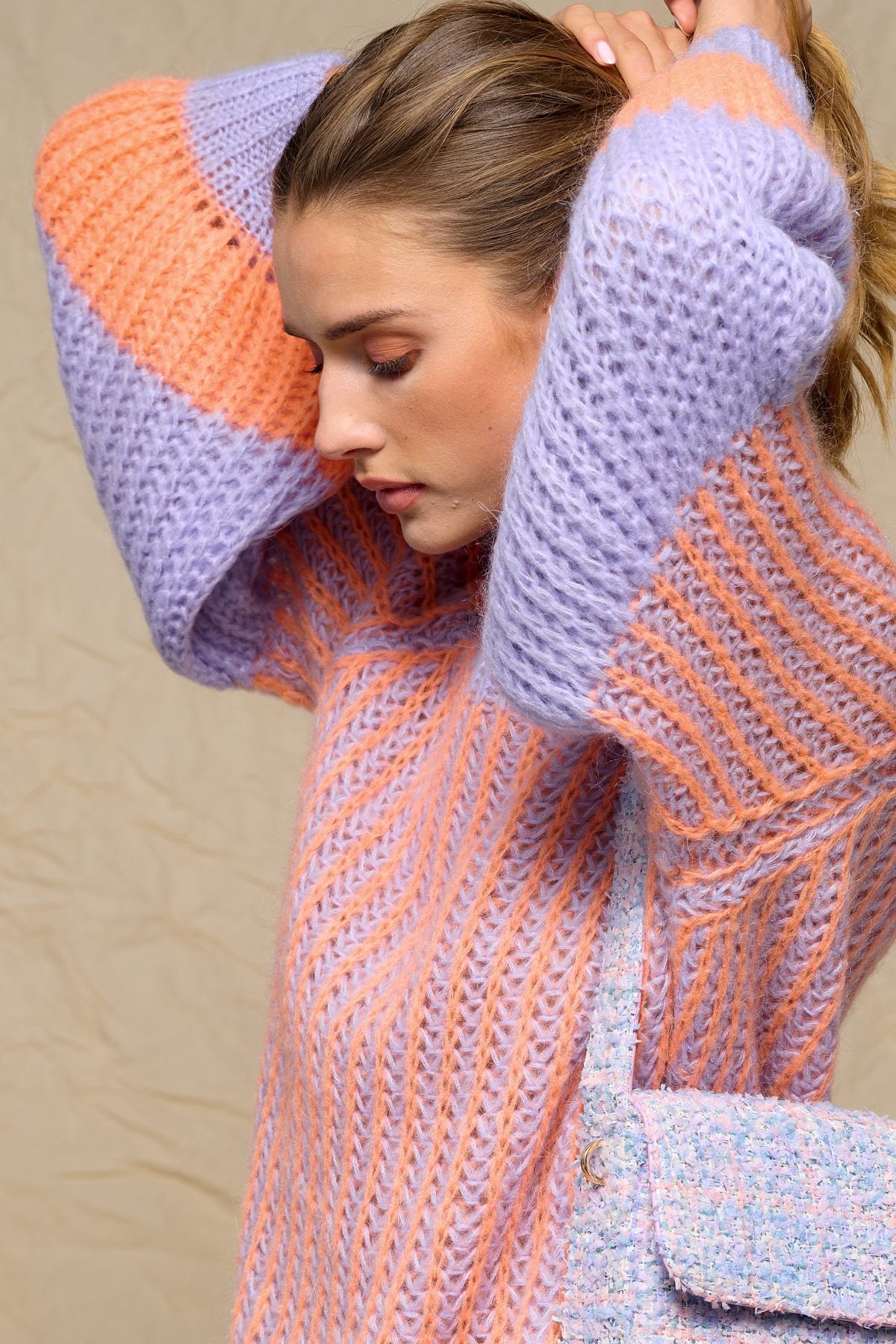 Liana Knit Sweater - Lilac/apricot Mix