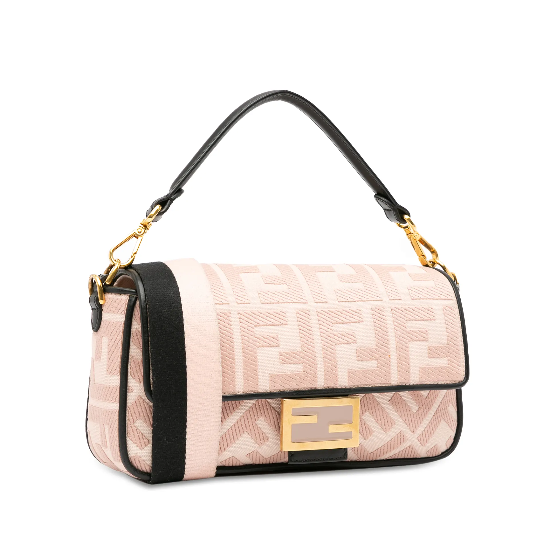 Fendi Zucca Embroidered Baguette Satchel