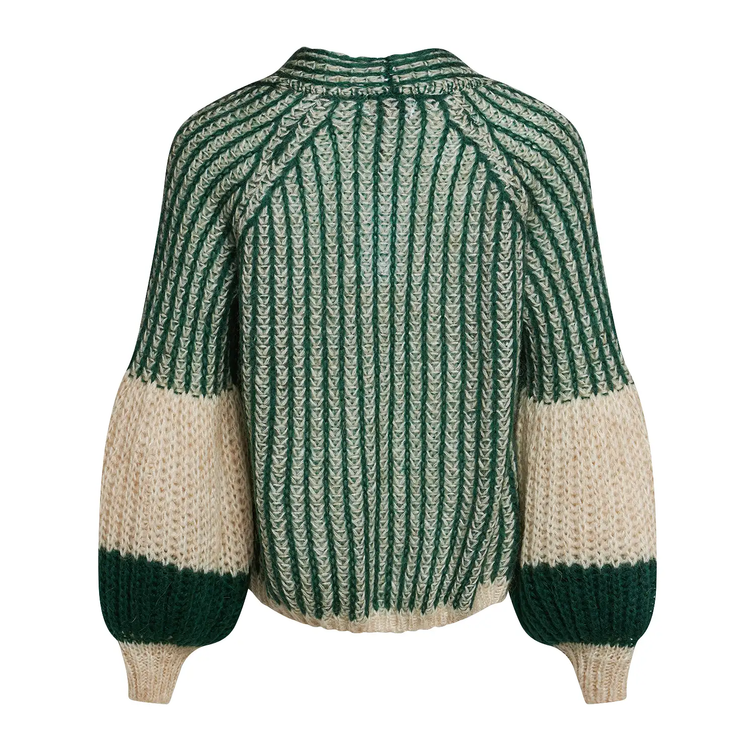 Liana Knit Cardigan - Beige/bottle Green