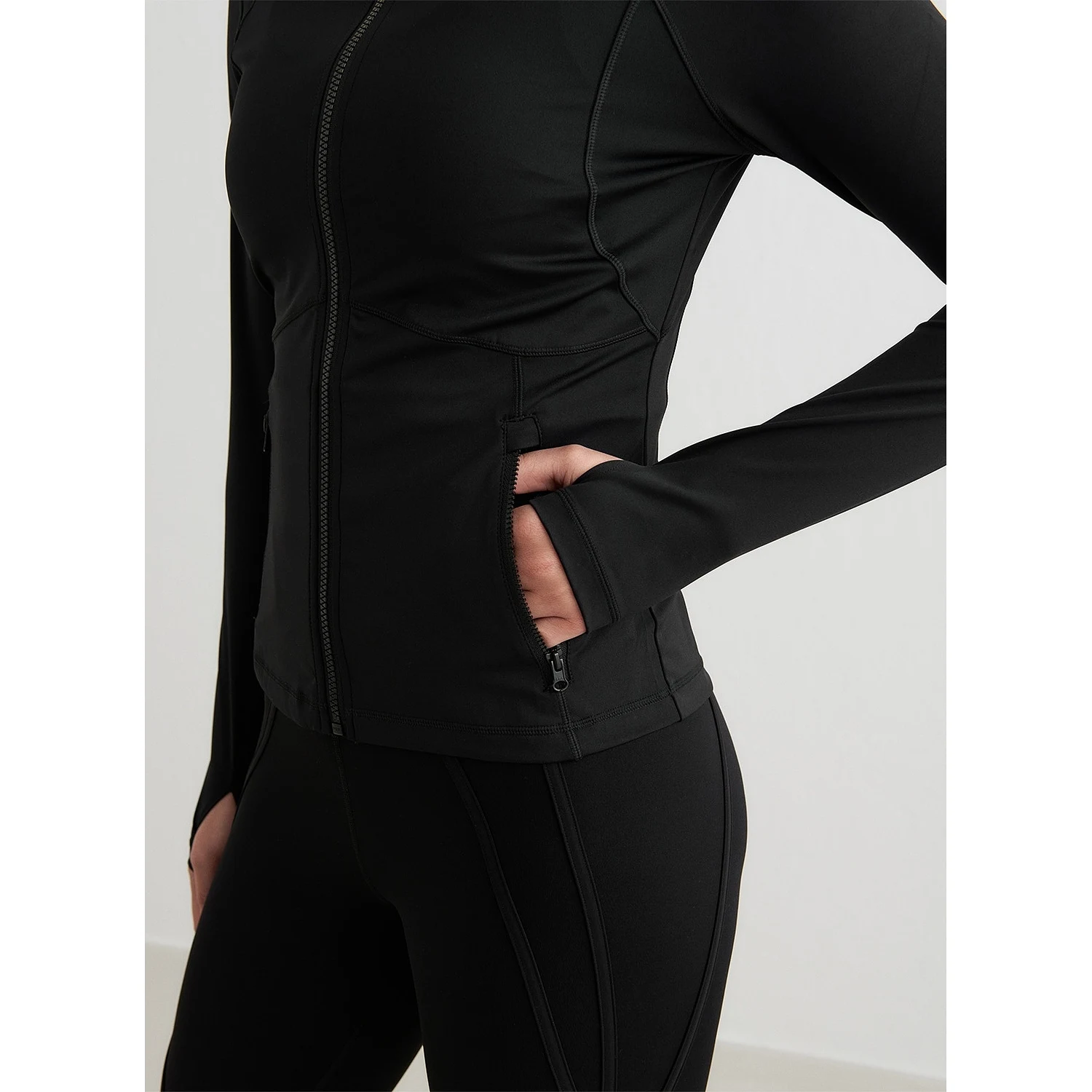 Black Sculpting Zip Jacket