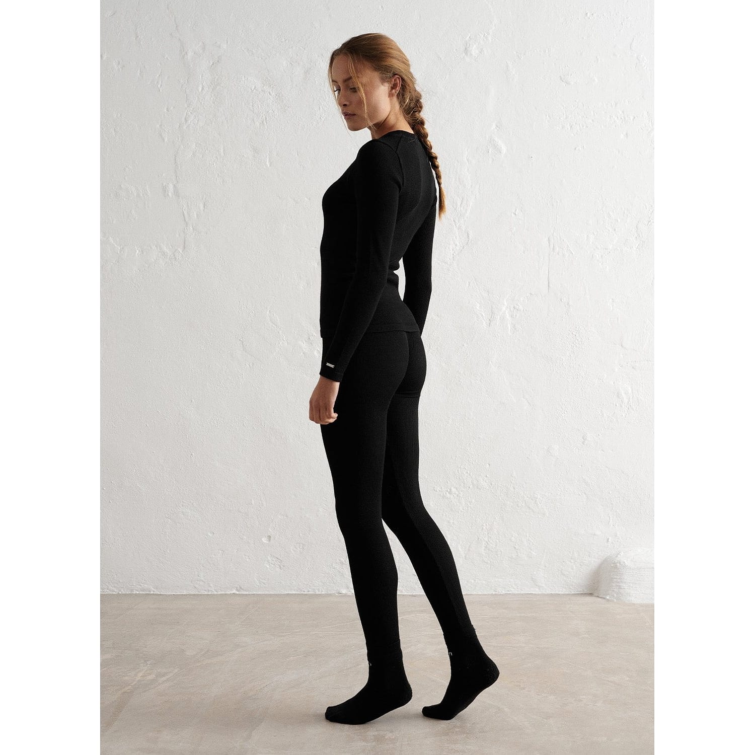 Black Ribbed Wool Long Sleeve