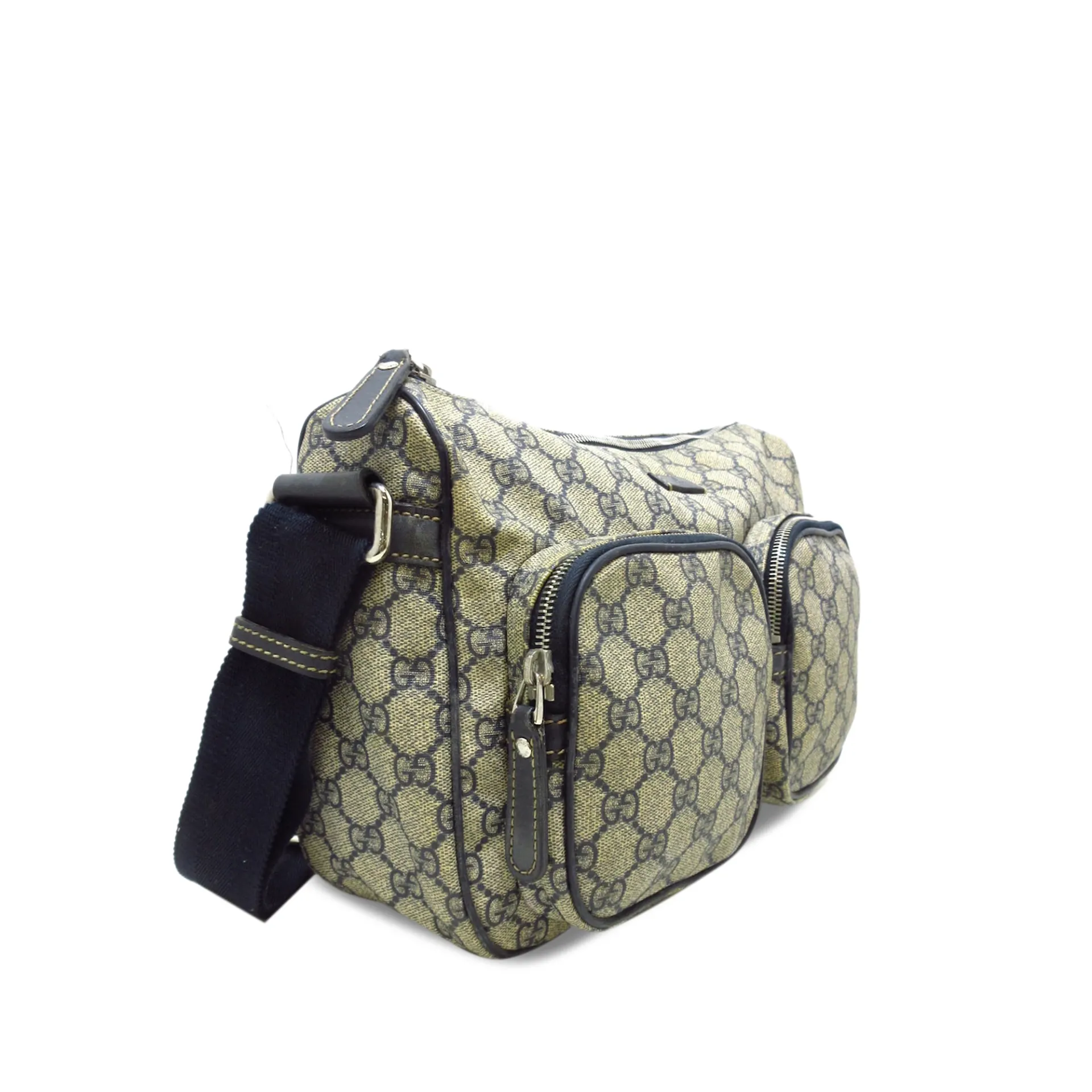 Gucci Gg Supreme Double Pocket Crossbody