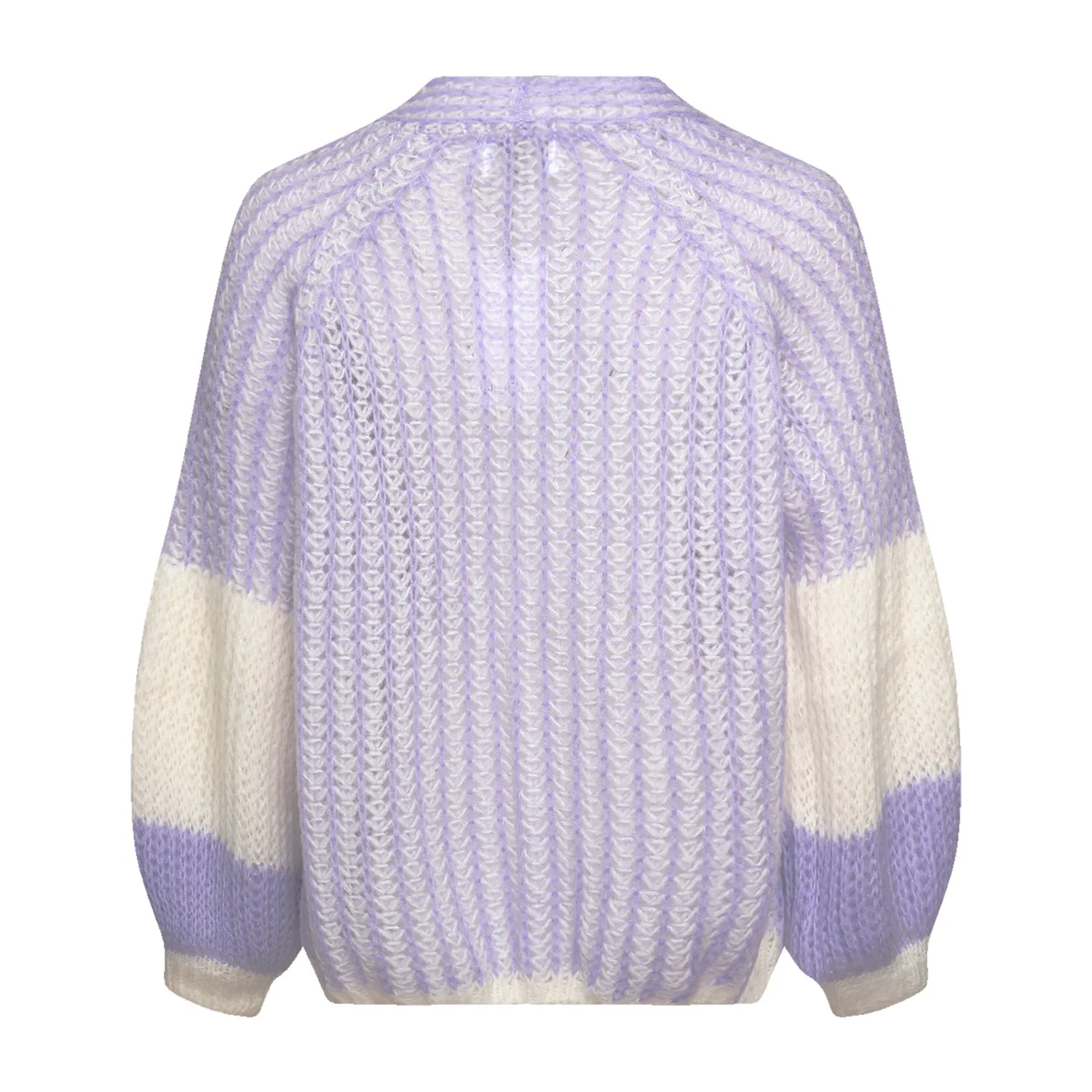 Liana Knit Cardigan - Lavender/white