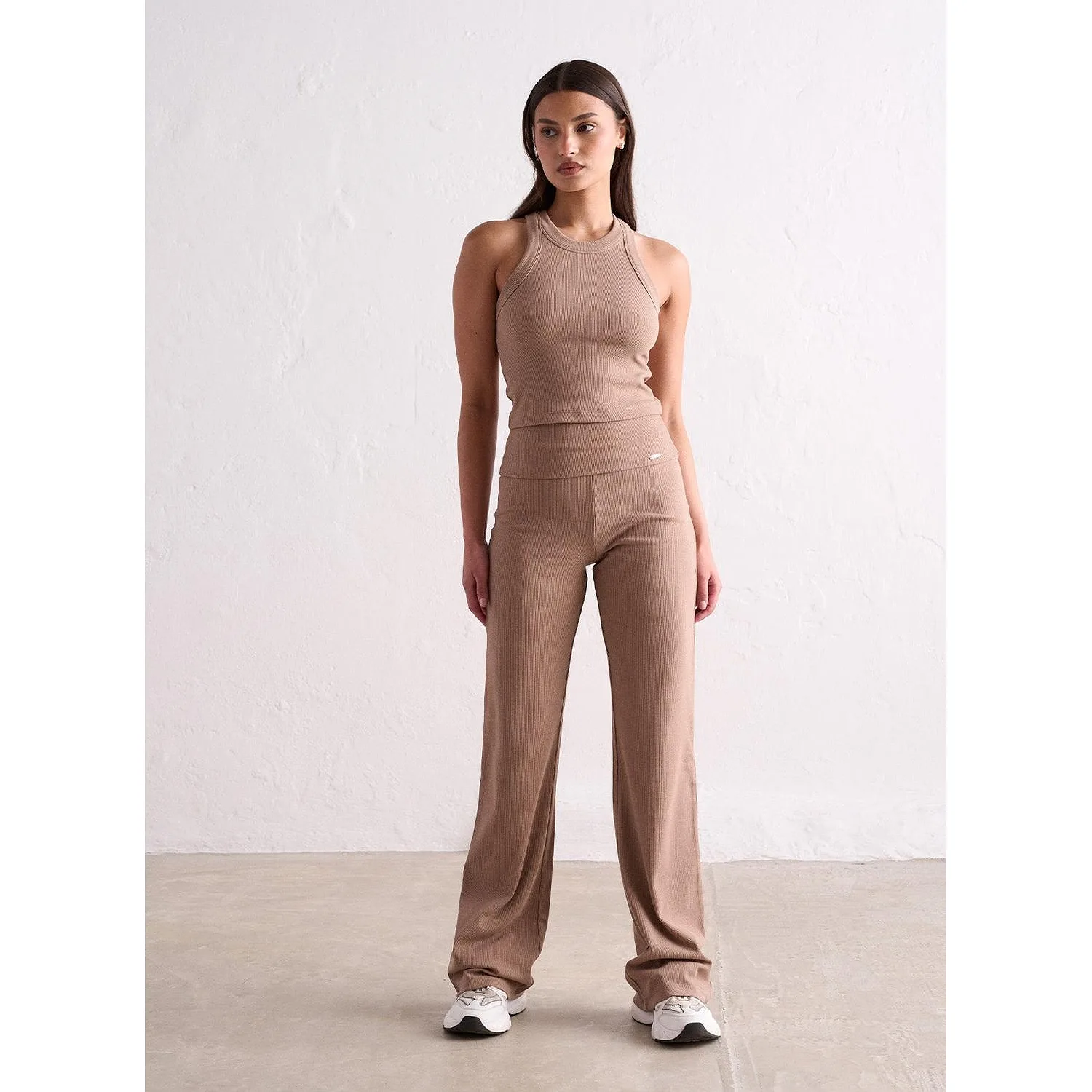 Toffee Melange Ease Ribbed Pants