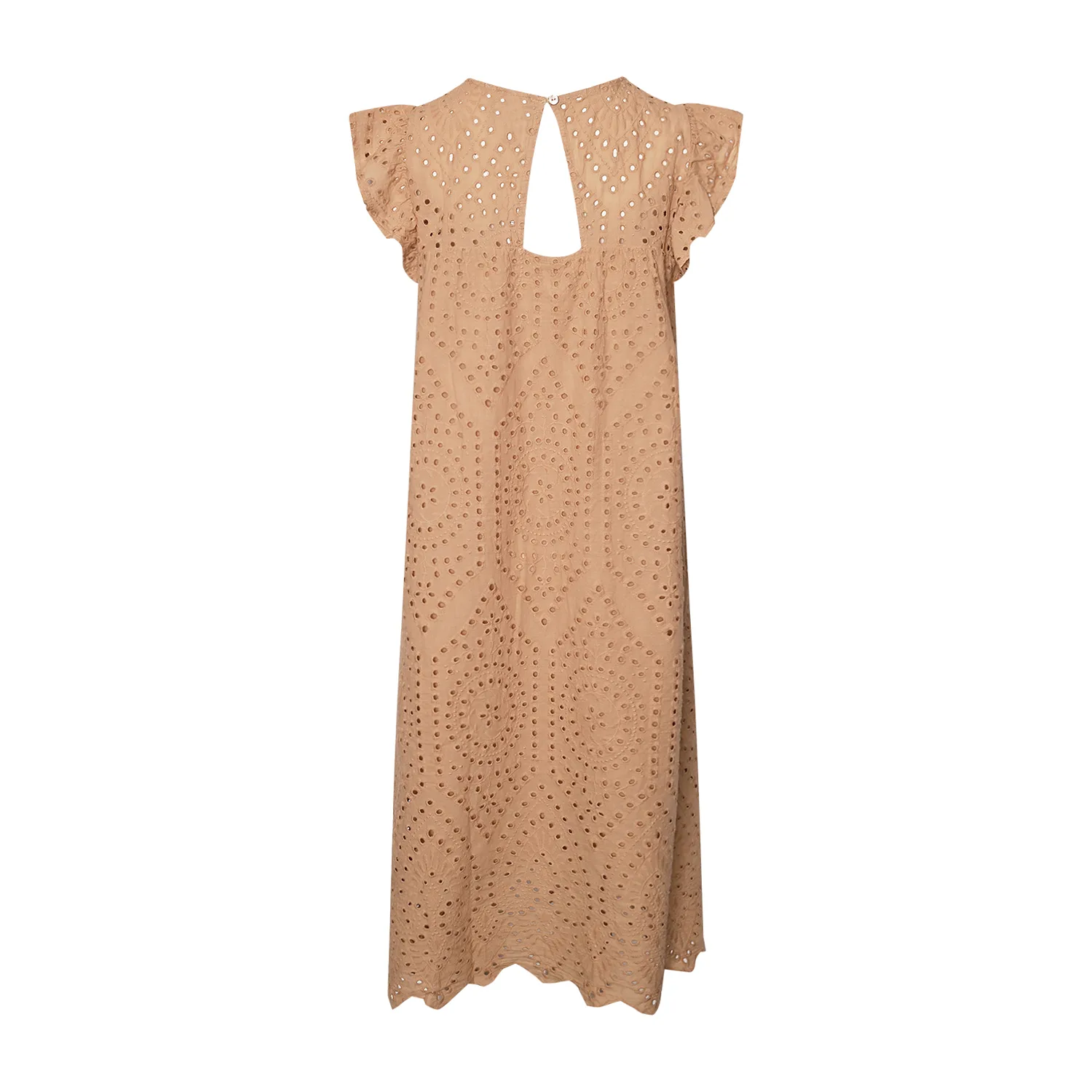 Dalia, Long S/s Dress, Cotton - Beige