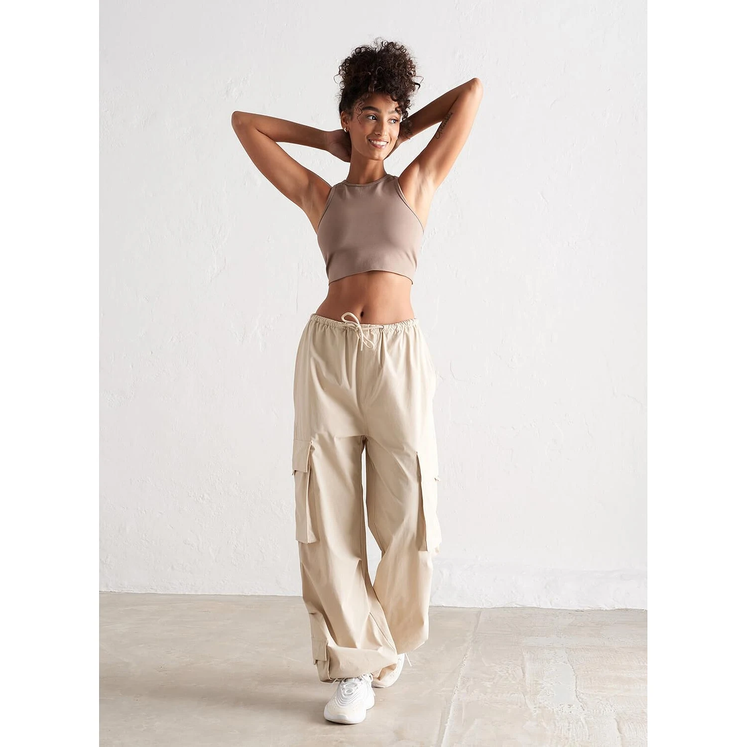 Café Au Lait Windbreaker Parachute Pants