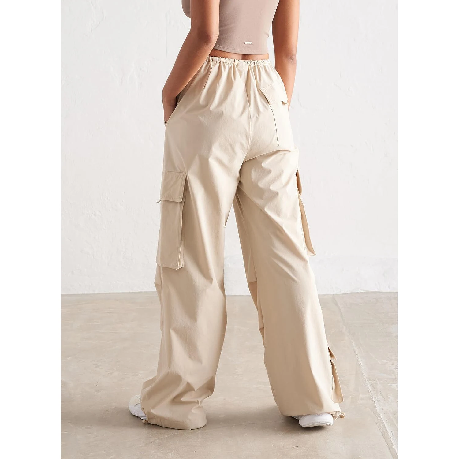 Café Au Lait Windbreaker Parachute Pants