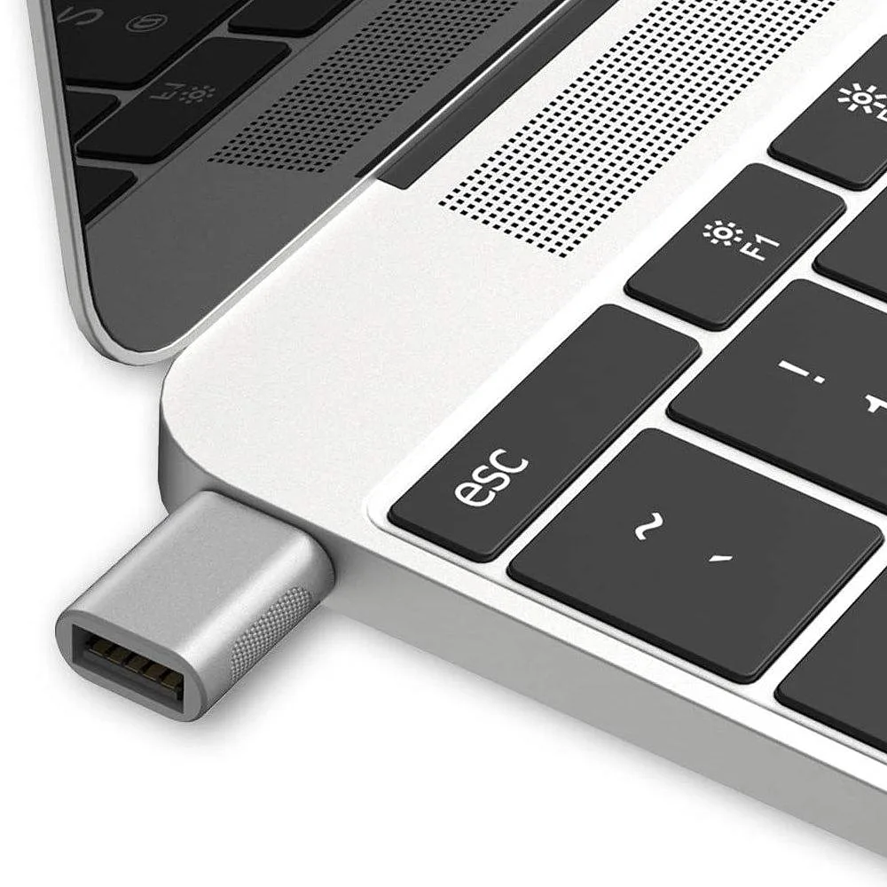 On The Go Adapter Usb-a 3.1 Till Usb C Aluminium För Synk Och Laddning, Silver