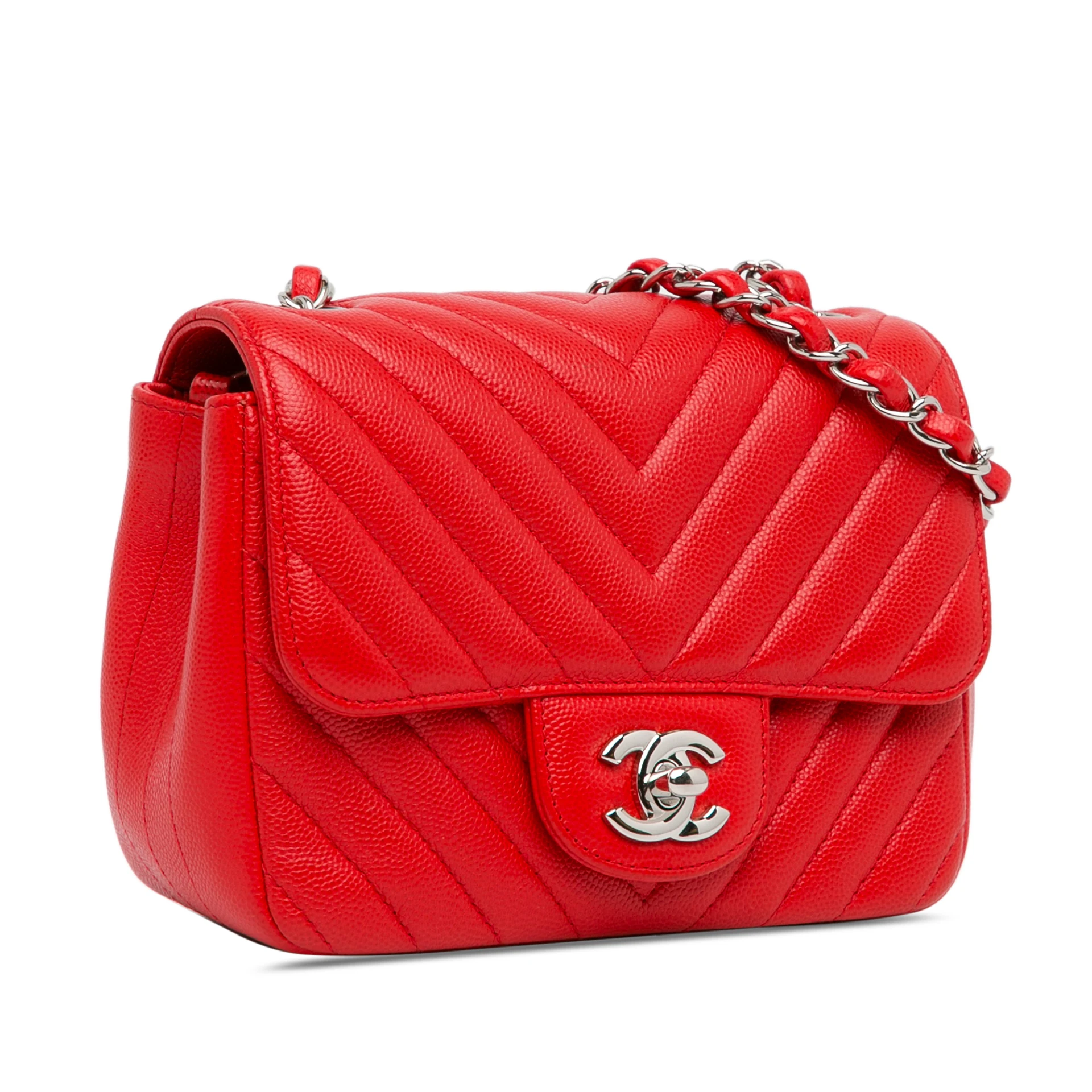 Chanel Mini Square Classic Chevron Caviar Single Flap