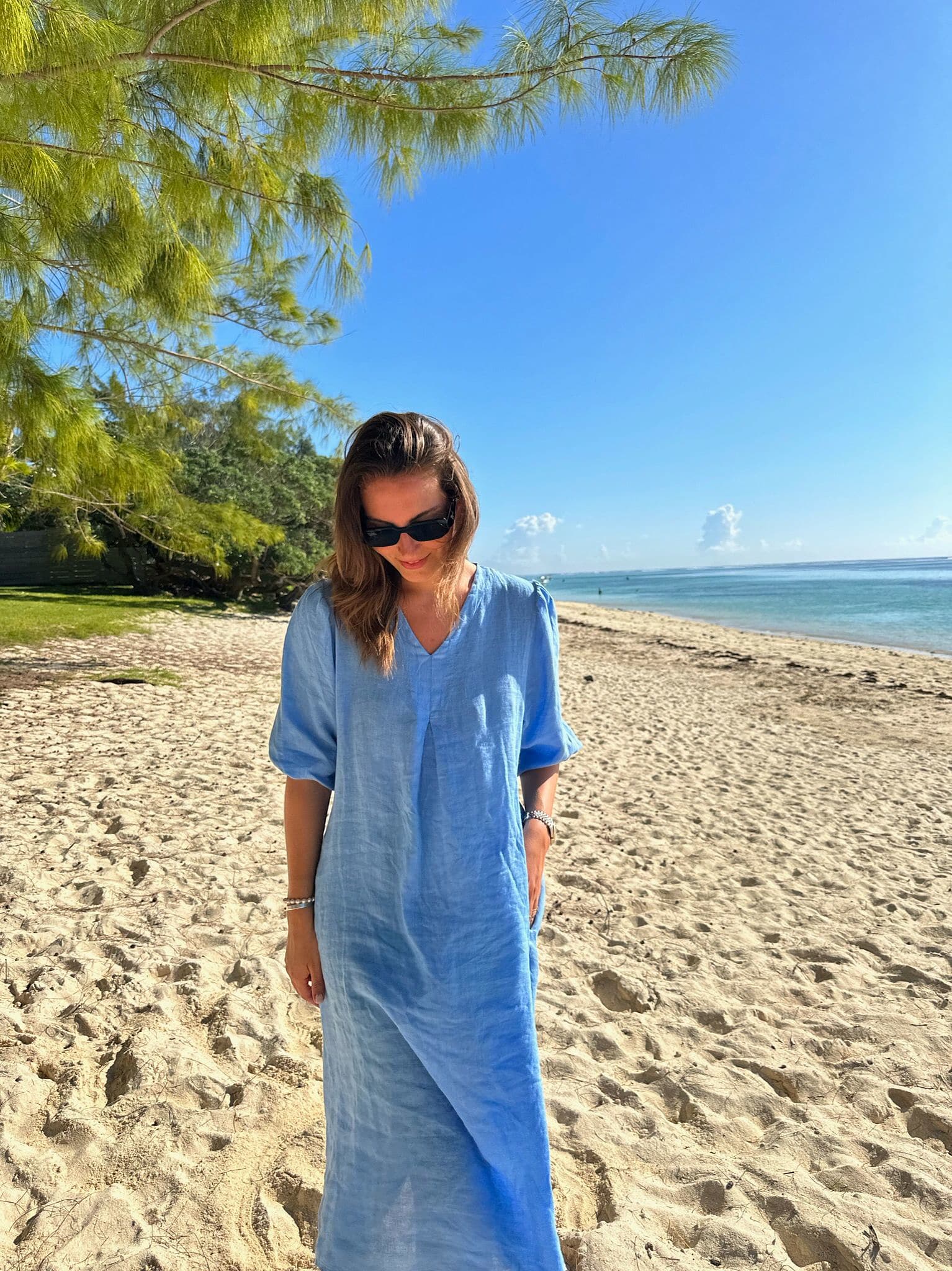 Ella, Dress, Linen - Little Boy Blue