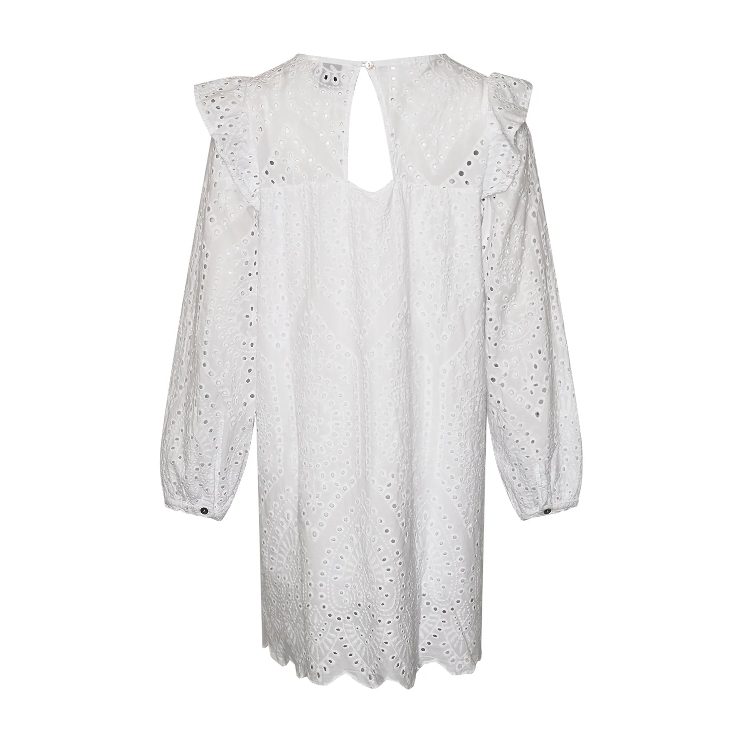 Dalia, Midi L/s Dress, Cotton - White