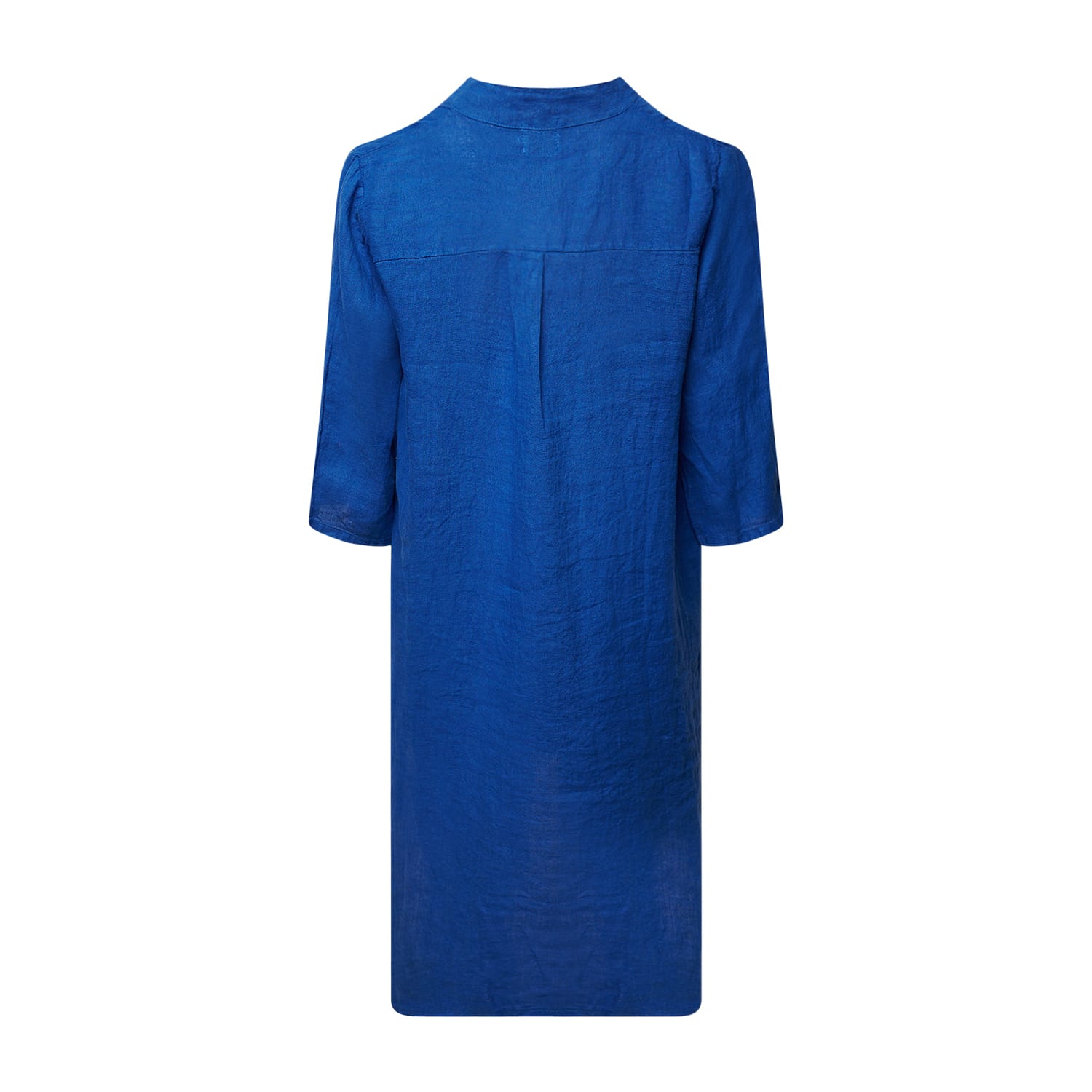 17690p, Shirt Dress With Pocket, Linen - Bright Blue