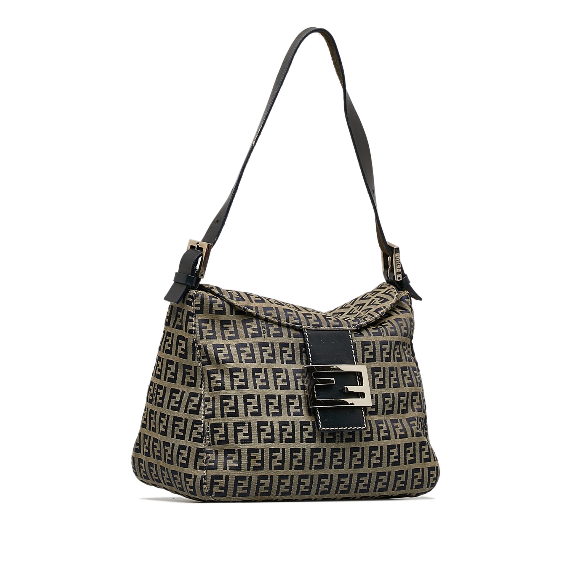 Fendi Zucchino Canvas Double Flap Shoulder Bag