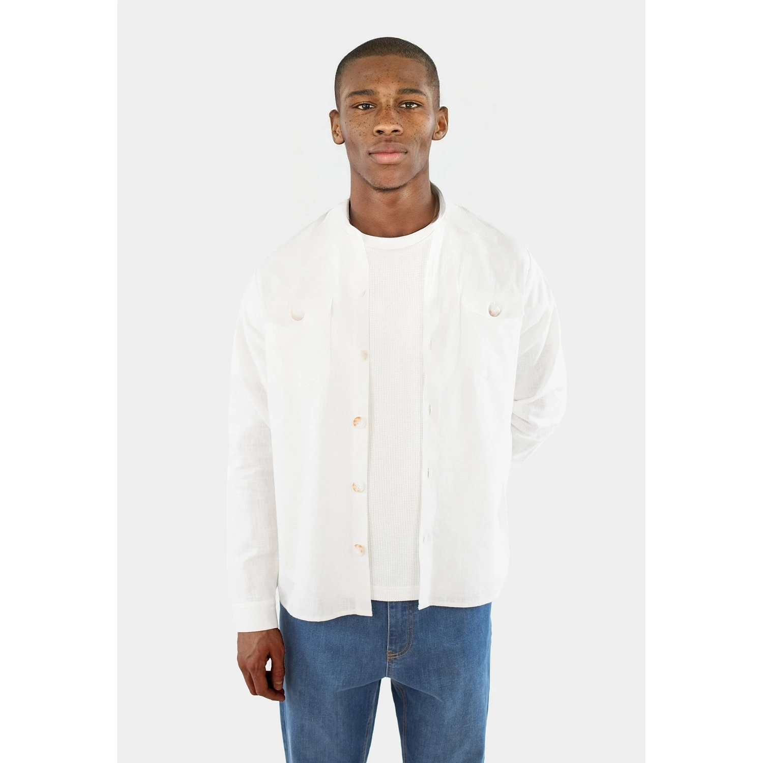 Dani Linen Overshirt - Off White