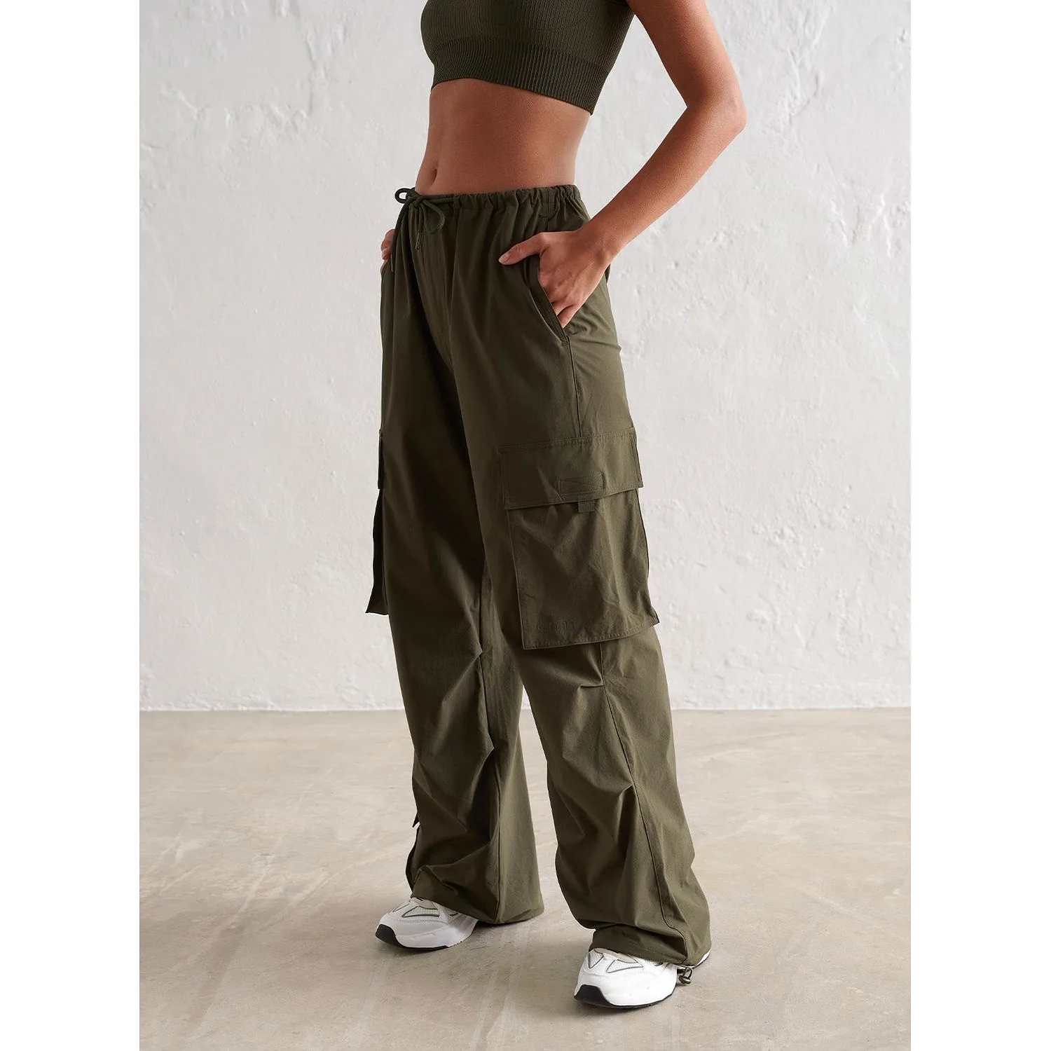 Khaki Windbreaker Parachute Pants