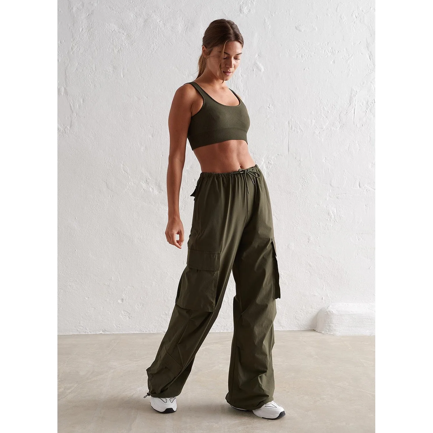 Khaki Windbreaker Parachute Pants