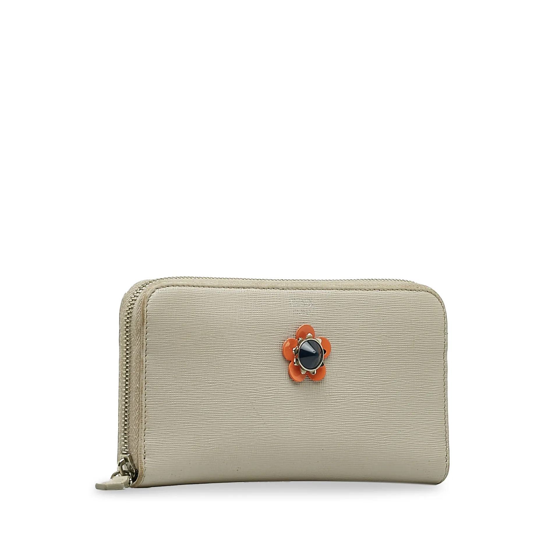 Fendi Leather Flowerland Zip Wallet