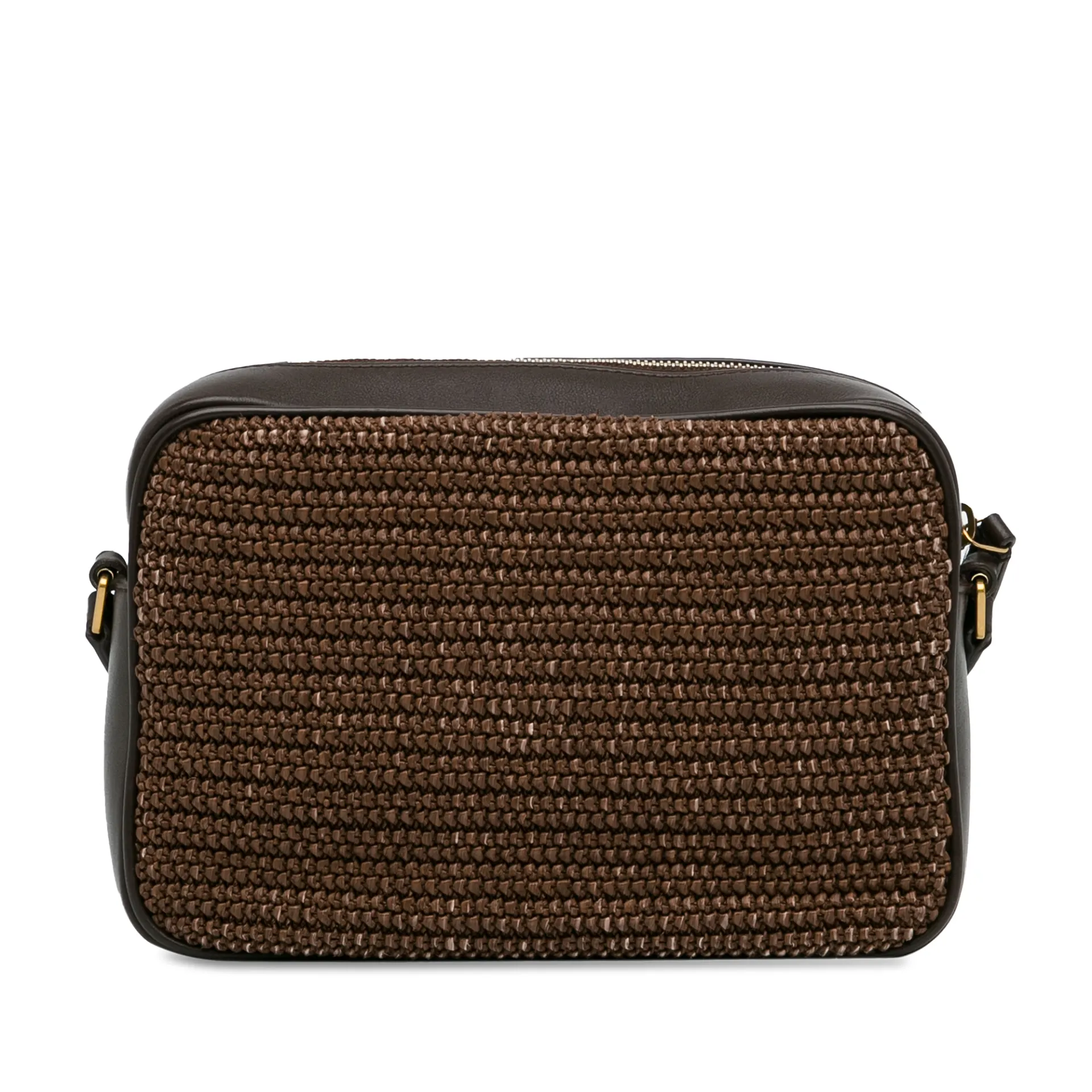 Yves Saint Laurent Woven Raffia And Leather Lou Camera Bag