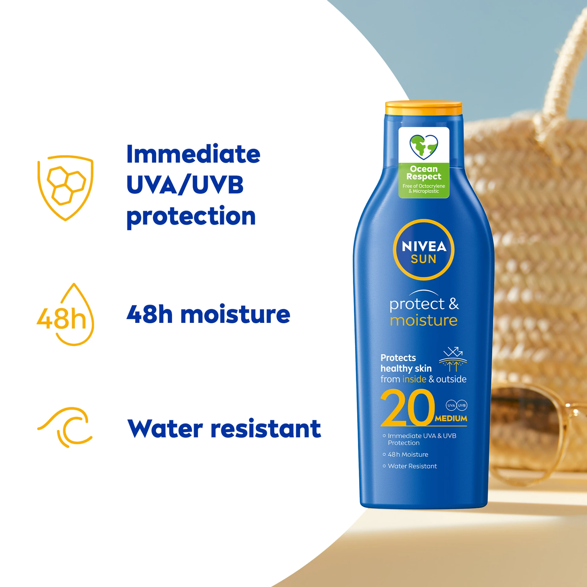 Solkräm Protect & Moisture Sun Lotion SPF20 200 ml NIVEA SUN