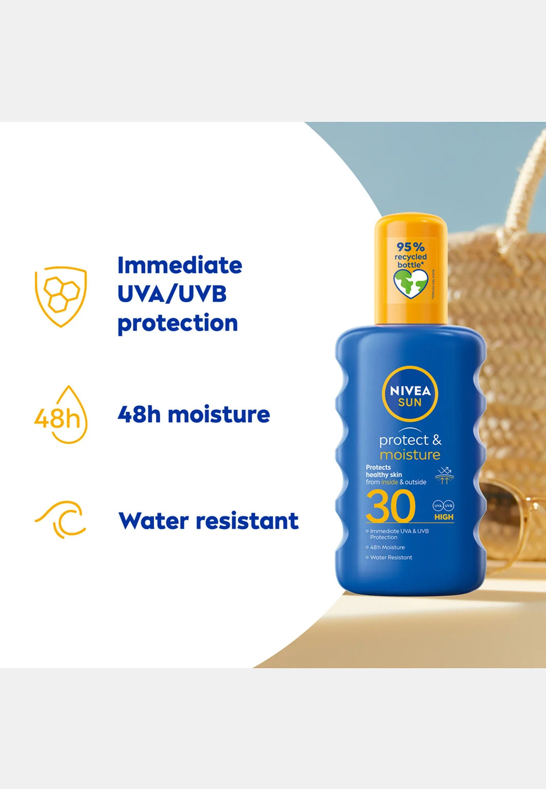 Solskydd spray Protect & Moisture Sun Spray SPF30 200 ml NIVEA SUN