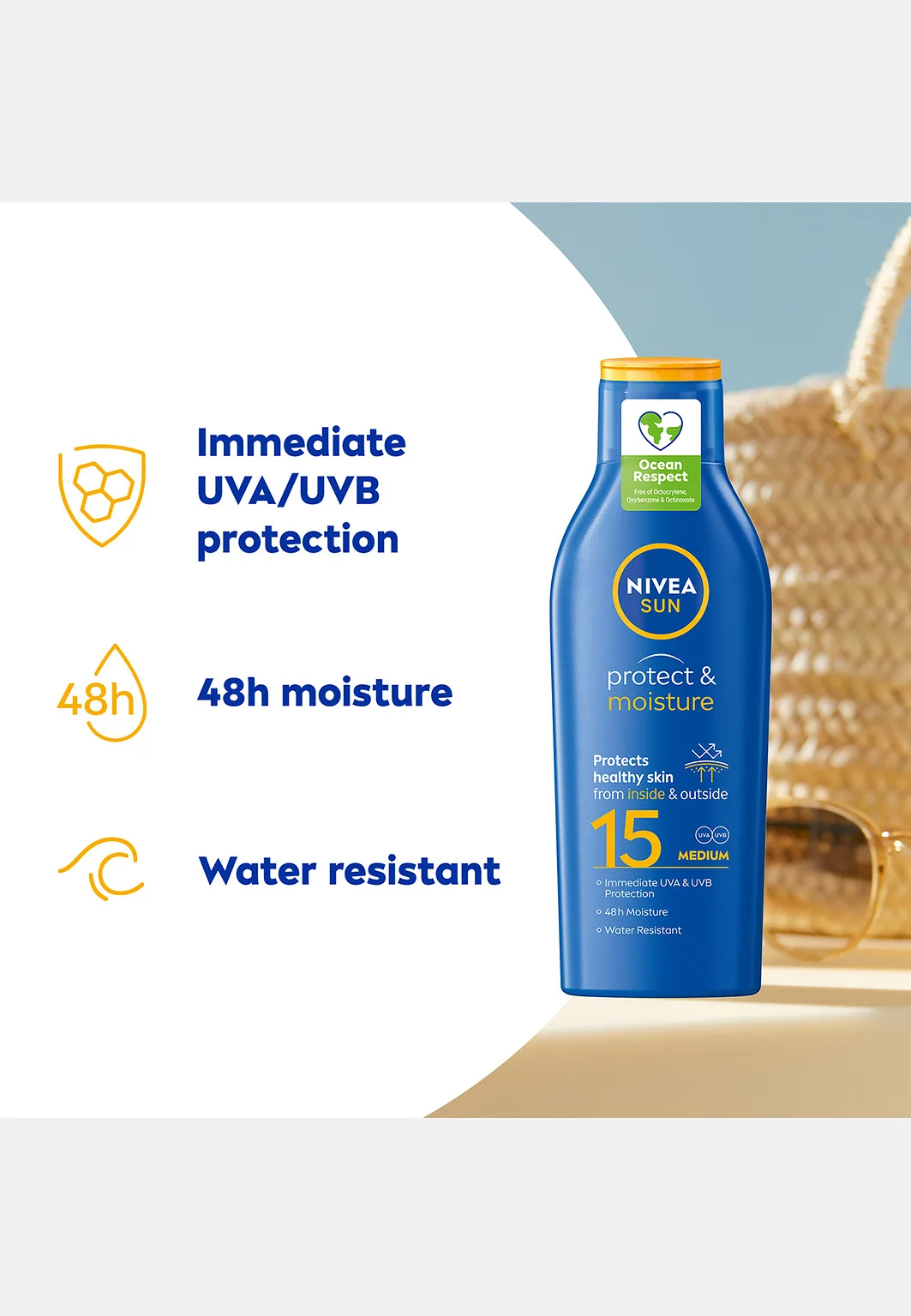 Solkräm Protect & Moisture Sun Lotion SPF15 200 ml NIVEA SUN