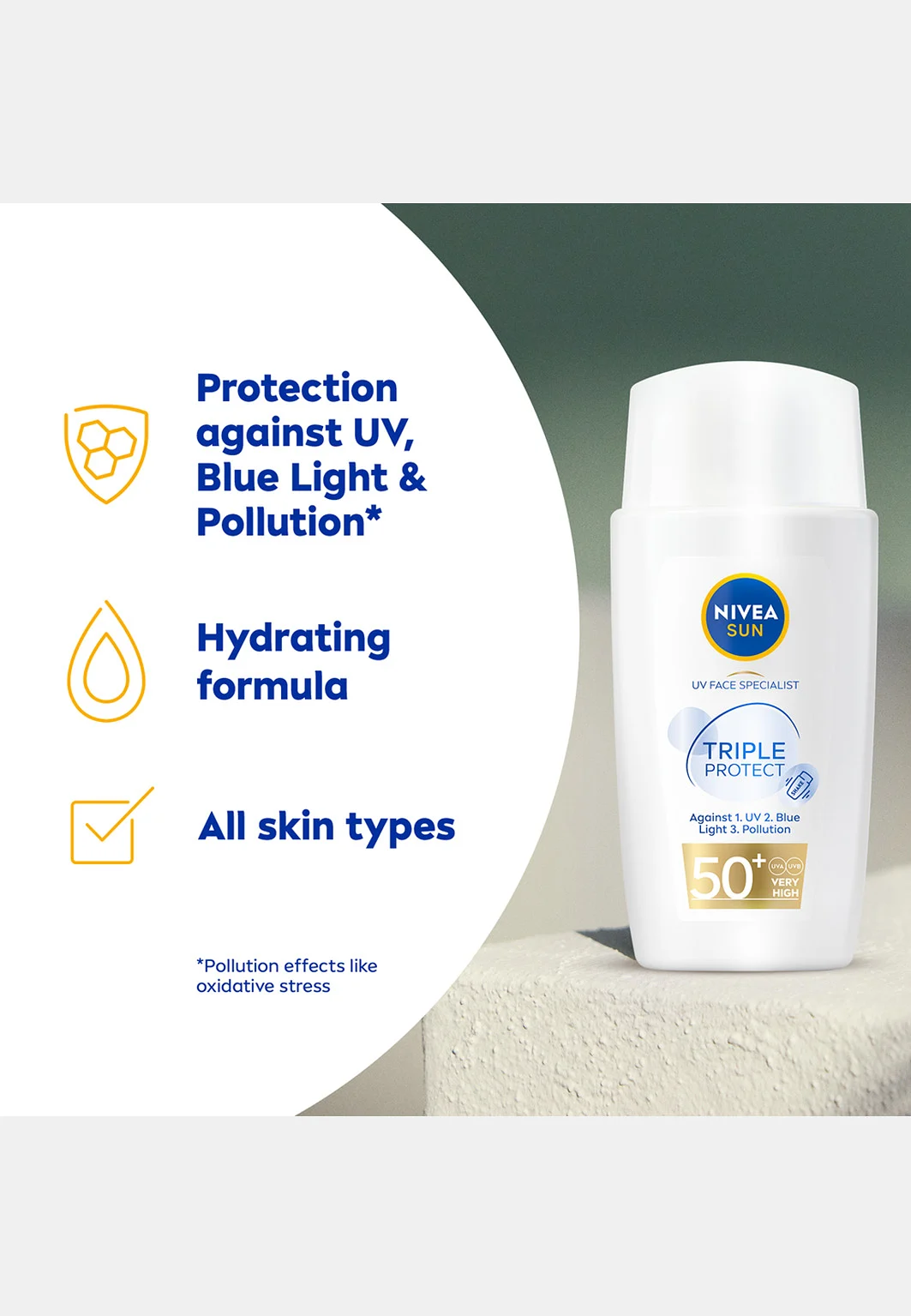 SPF Ansikte UV Face Triple Protect Fluid SPF 50+ 40 ml NIVEA