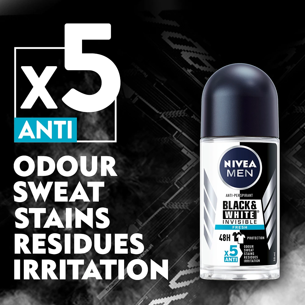 Antiperspirant Deo Roll on Black & White Fresh 50 ml NIVEA MEN