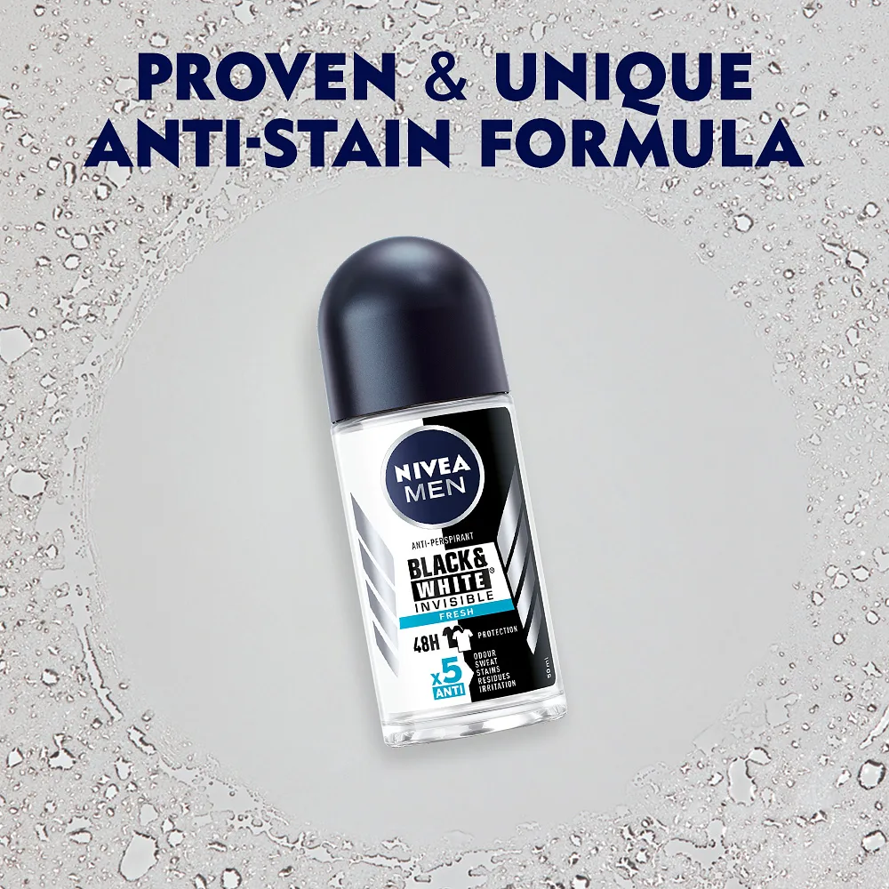 Antiperspirant Deo Roll on Black & White Fresh 50 ml NIVEA MEN