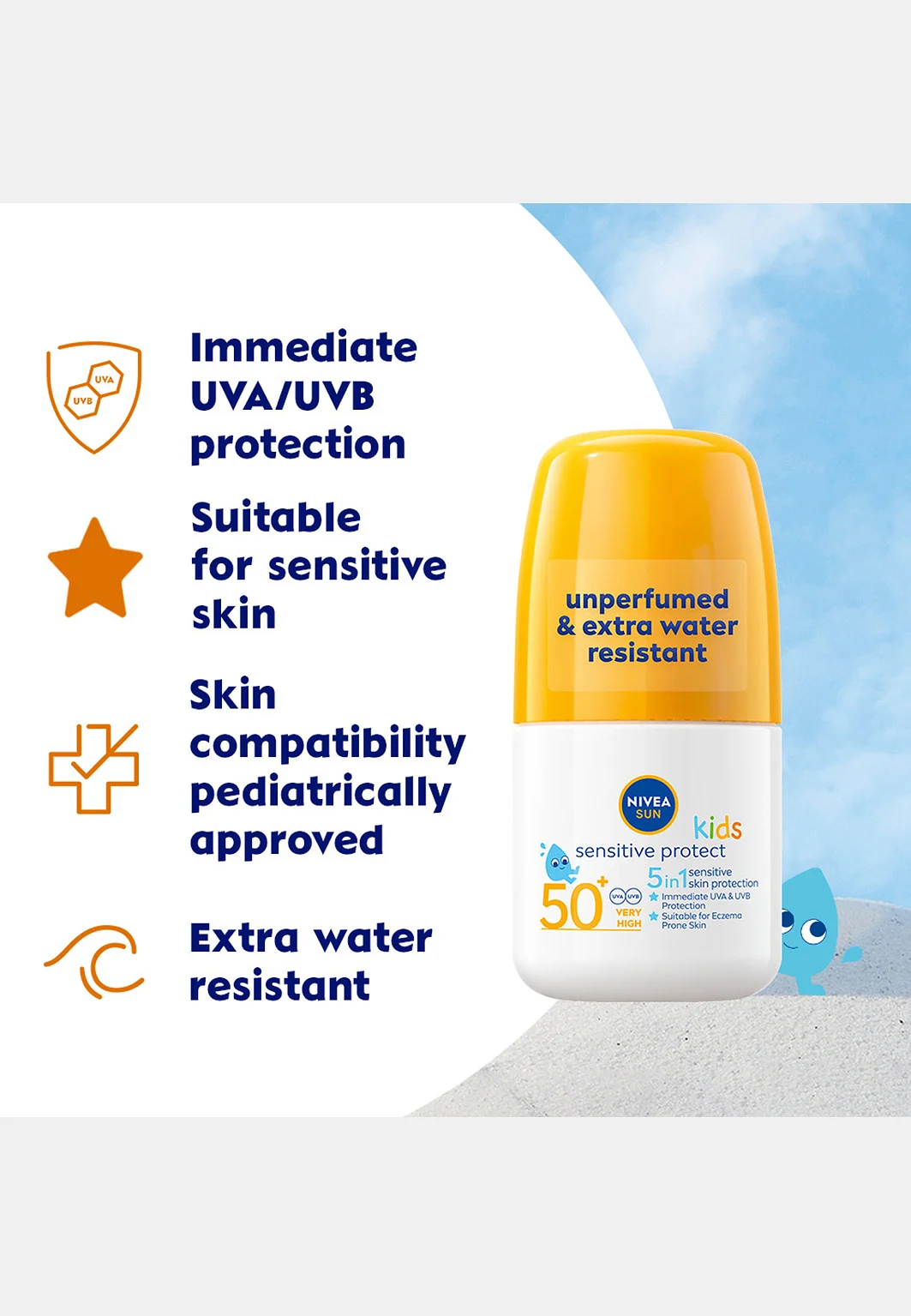 Solskydd barn Kids Sensitive Sun Roll On SPF50+ 50 ml NIVEA SUN