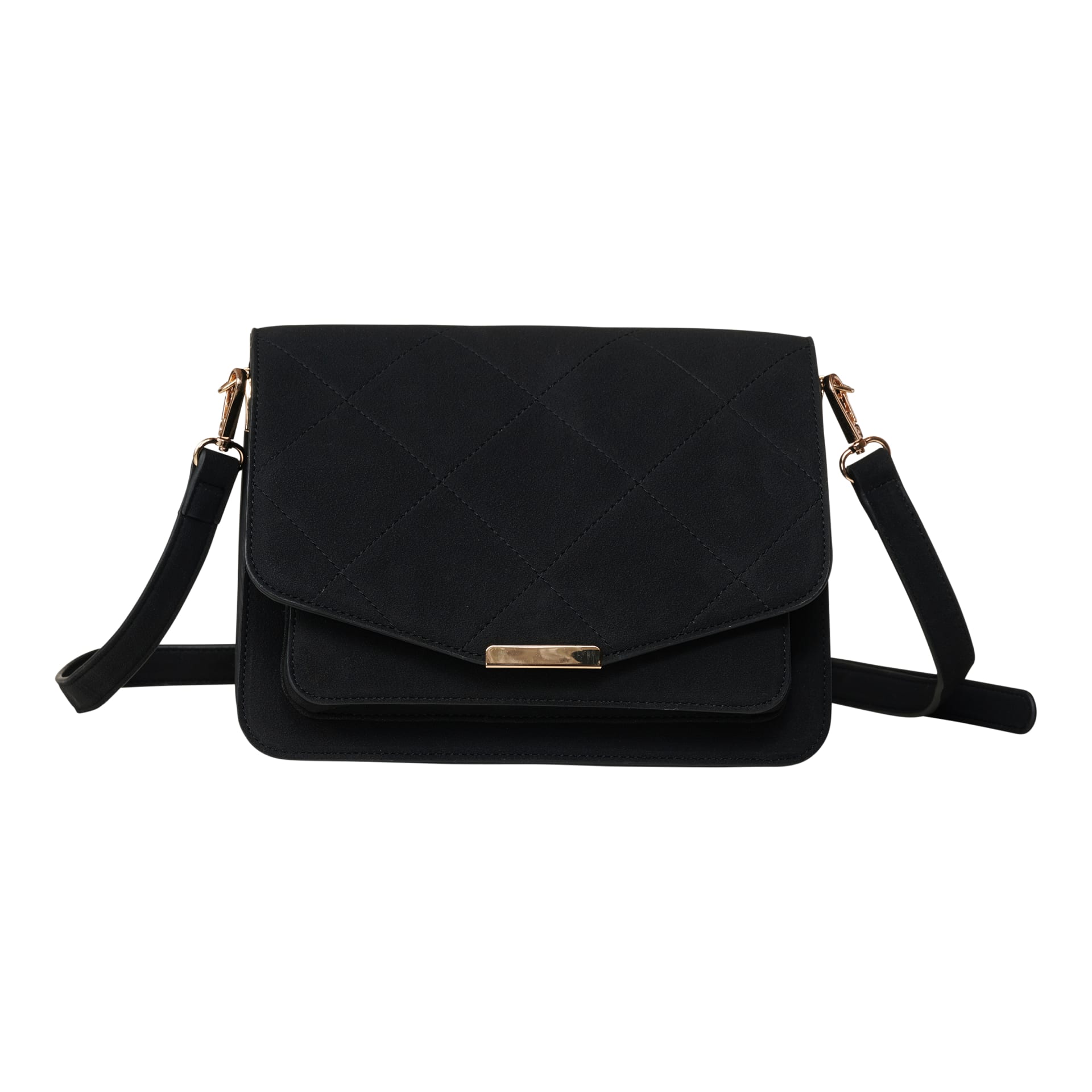 Blanca Multi Compartment Bag - Black Suede