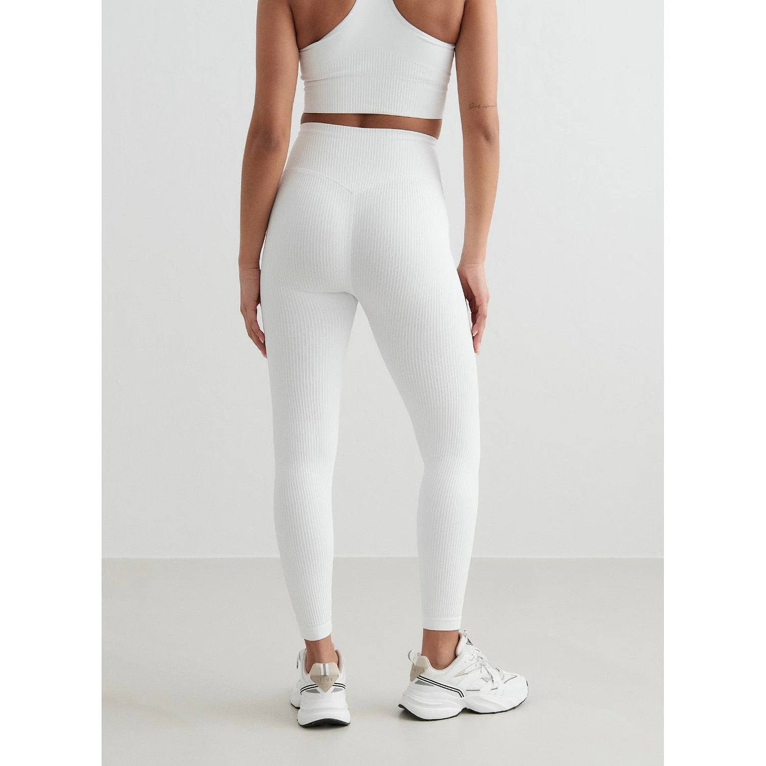 White Ribbed Seamless Tights